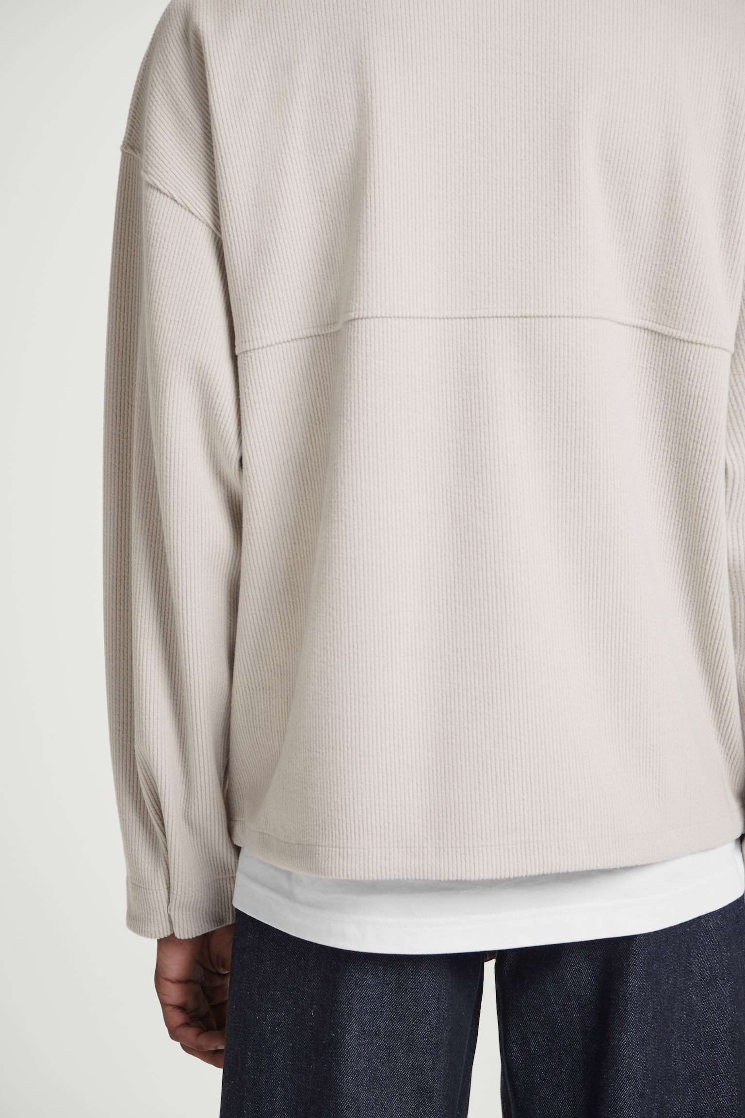 CORDUROY-JERSEY HALF-ZIP SWEATSHIRT - LIGHT MOLE - 4