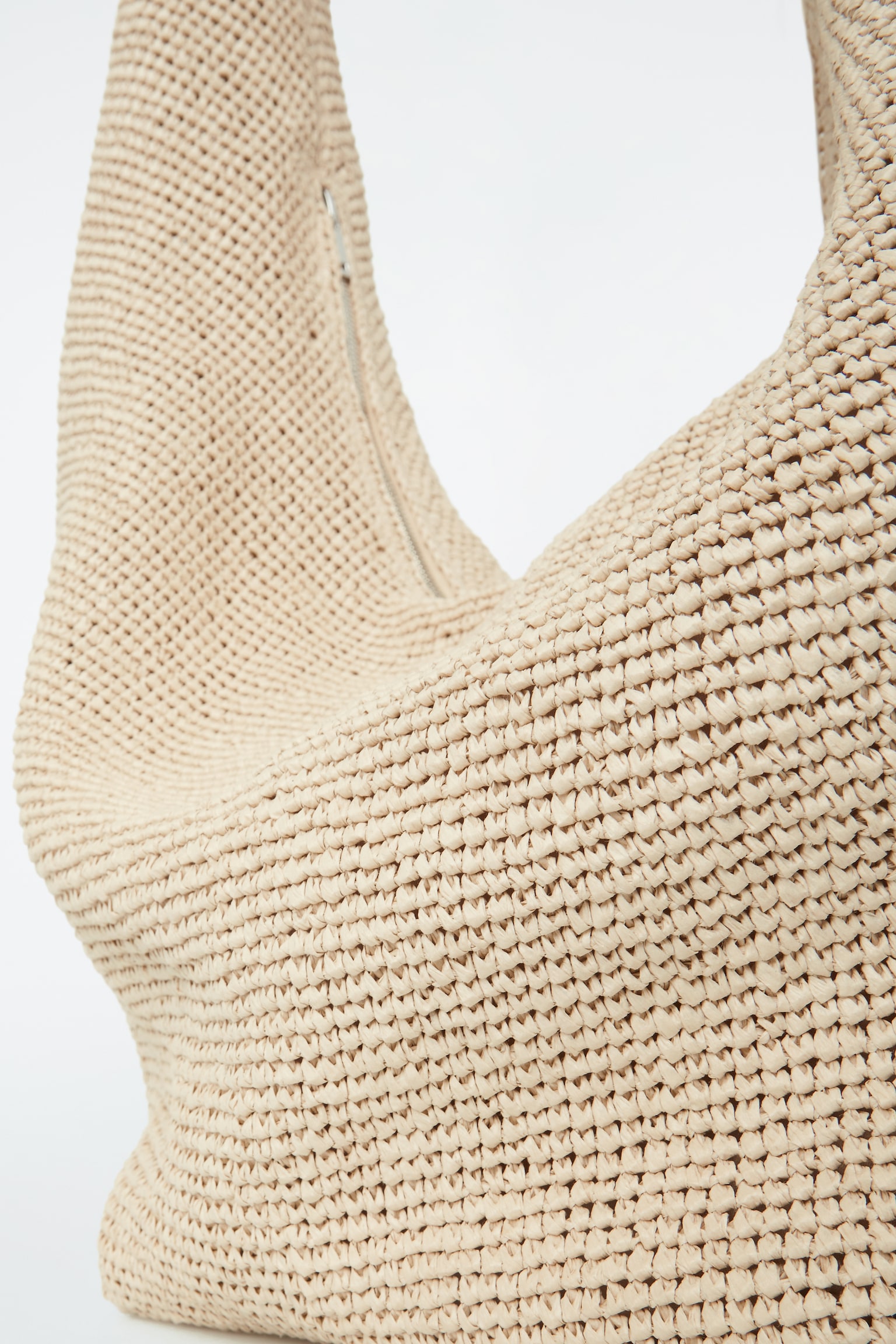 OVERSIZED SLING BAG - RAFFIA - LIGHT BEIGE/BLACK - 6