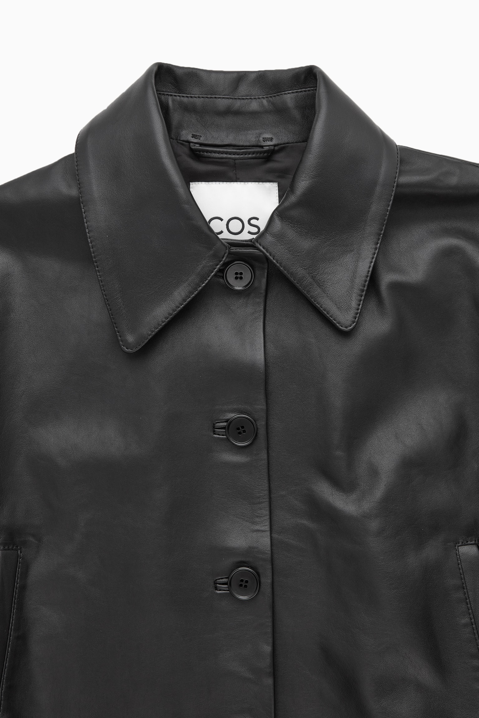 OVERSIZED CROPPED LEATHER BLOUSON JACKET - BLACK - 2