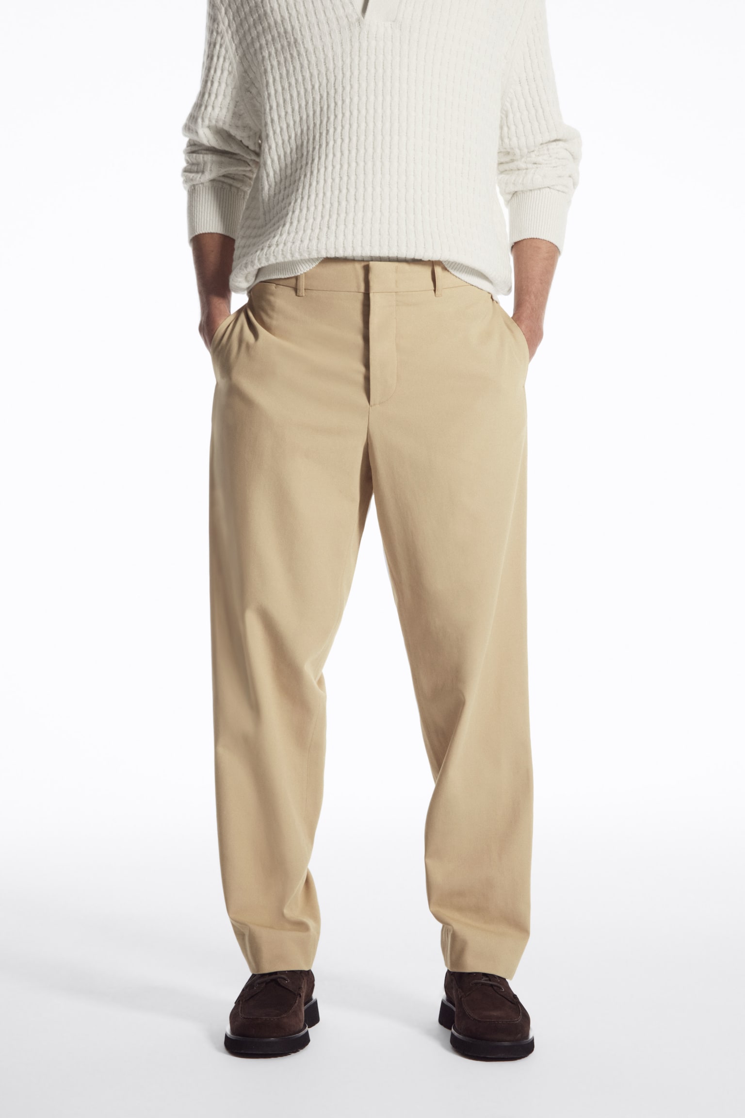 STRAIGHT-LEG TWILL CHINOS - BEIGE/NAVY - 7