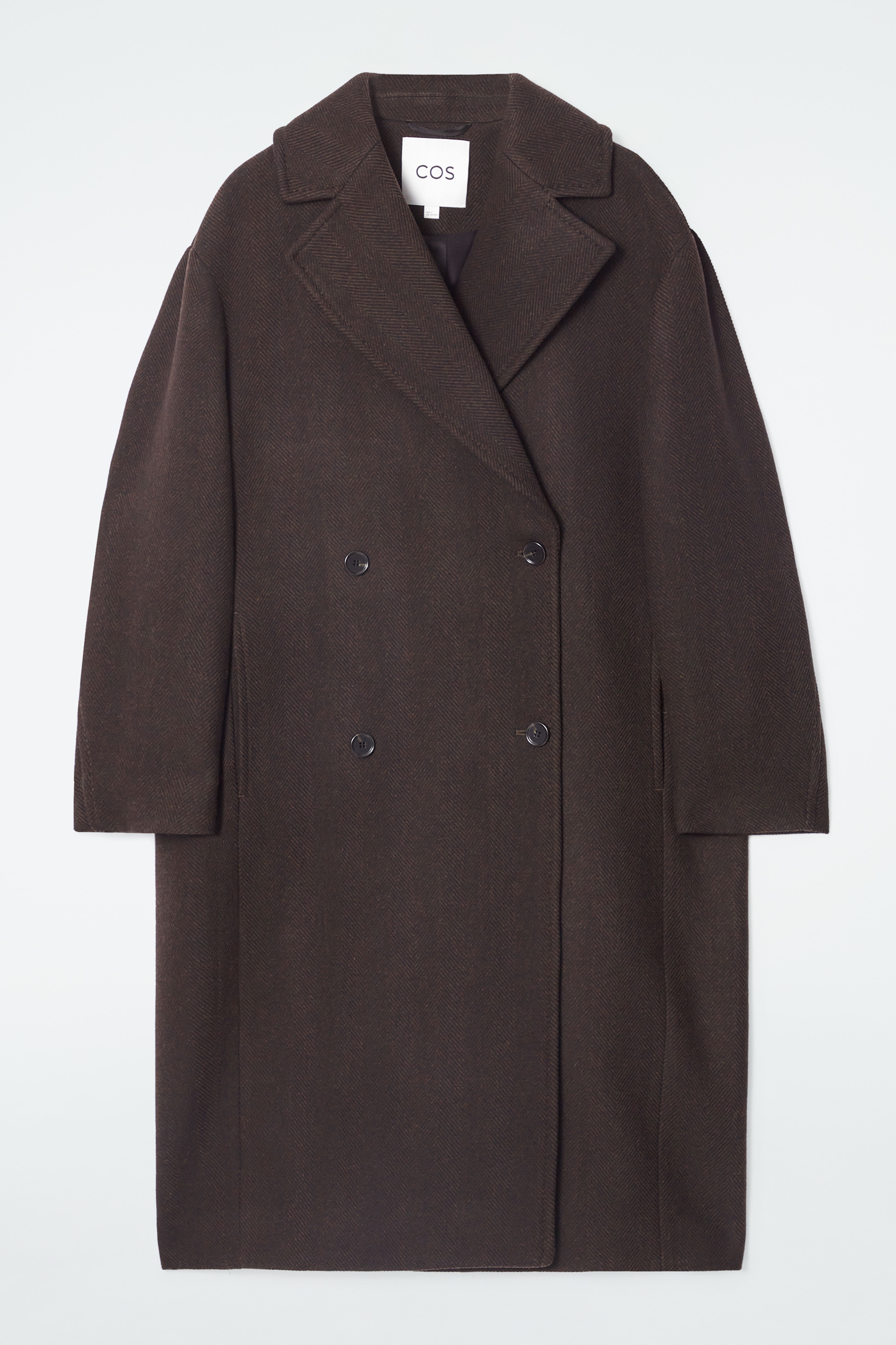 COS DOUBLE-BREASTED WOOL-HERRINGBONE COAT
