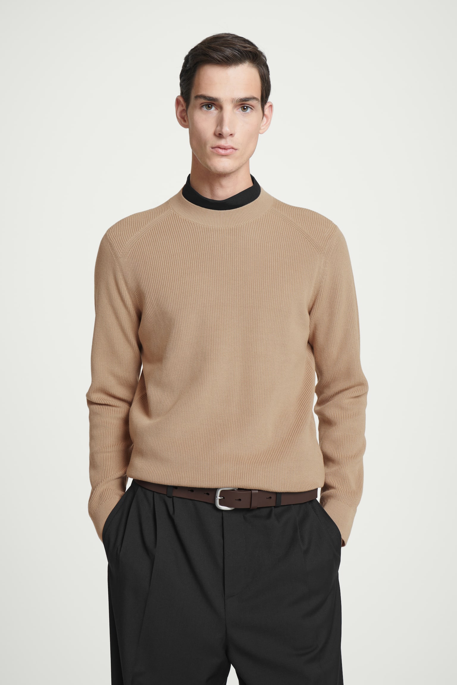 RIBBED-KNIT JUMPER - BEIGE/NAVY/BLACK/BRIGHT GREEN/KHAKI GREEN