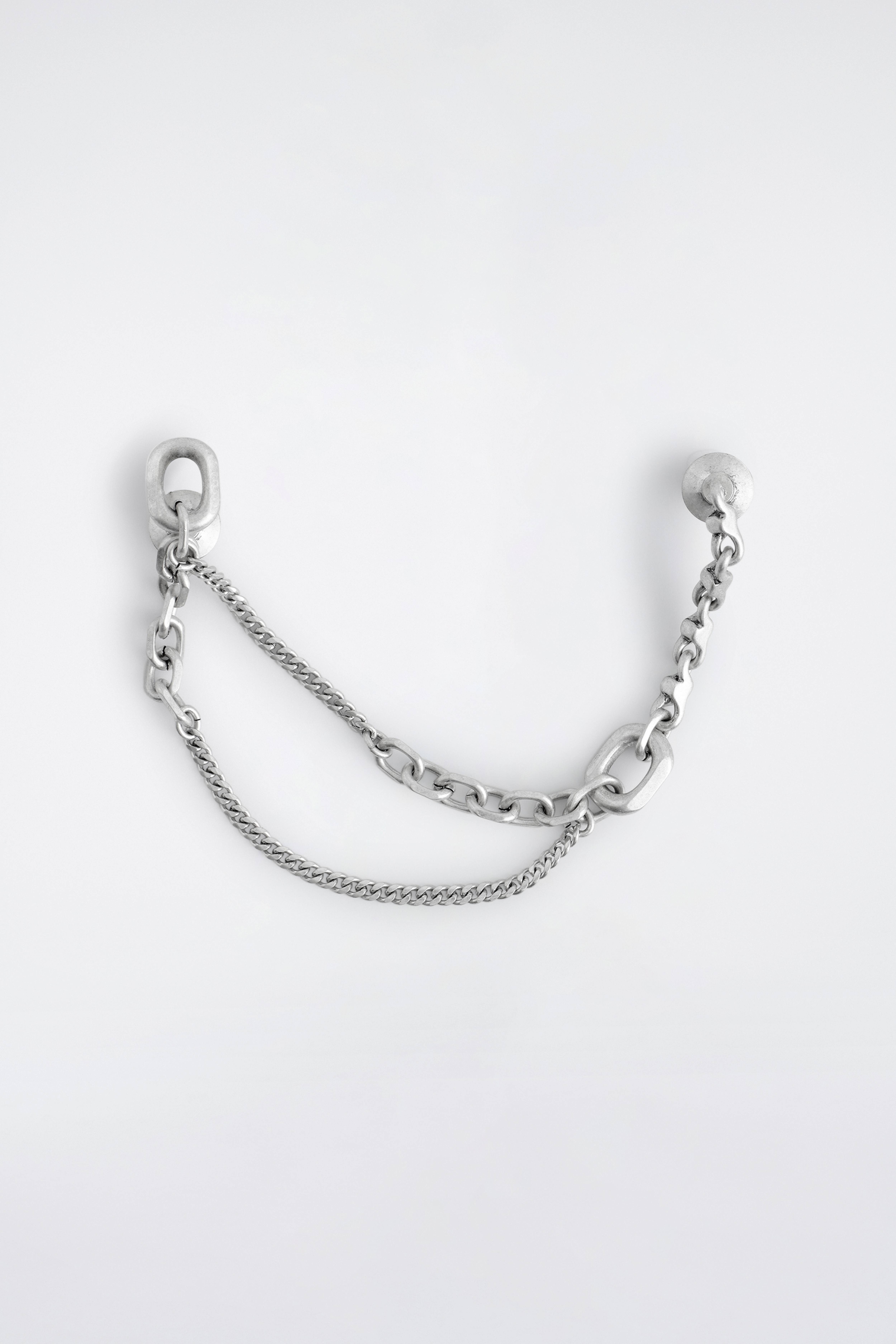 FACETTED DOUBLE-CHAIN BROCHE - ZILVER