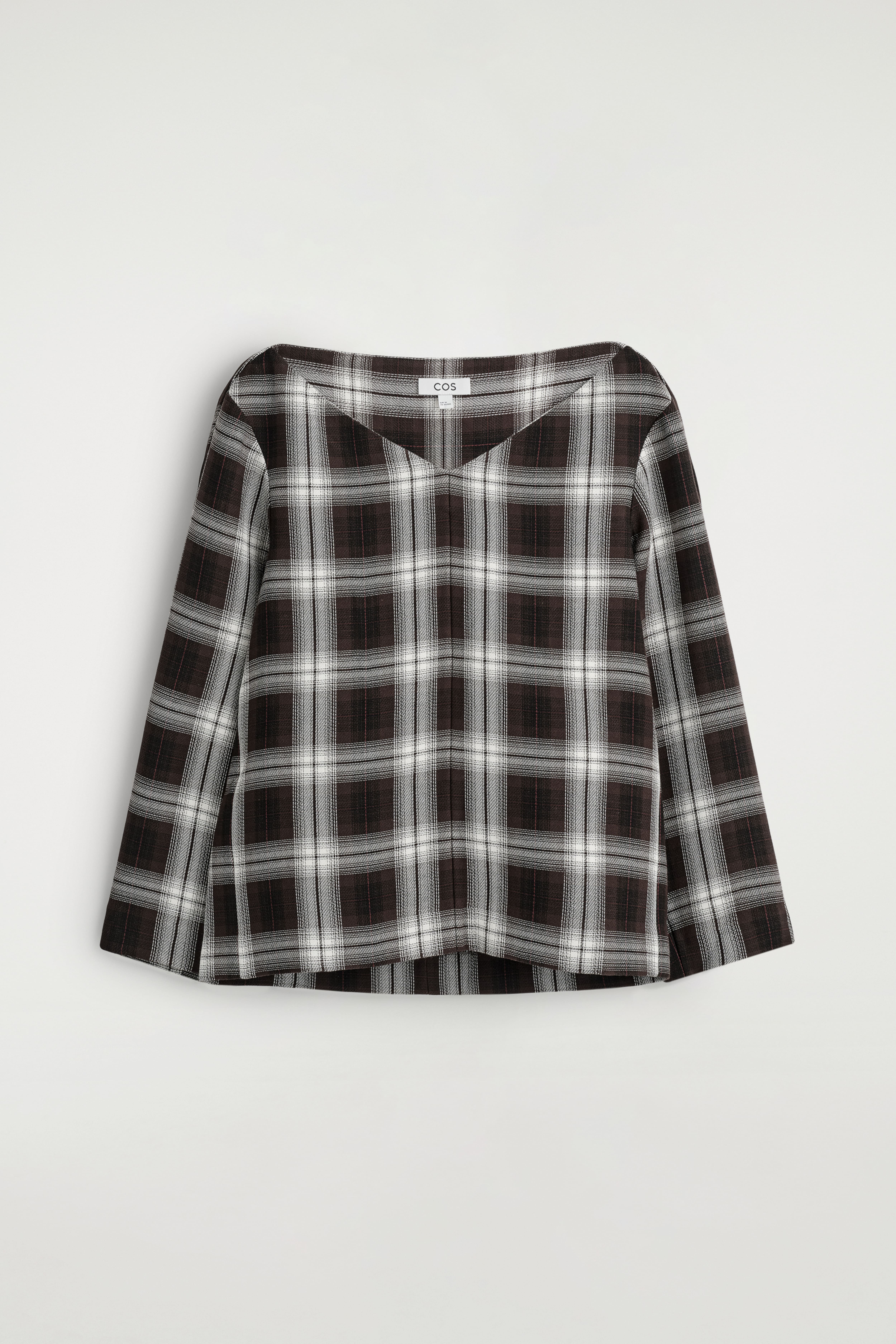 TOP A QUADRI CON SCOLLO A V - BORDEAUX / QUADRI