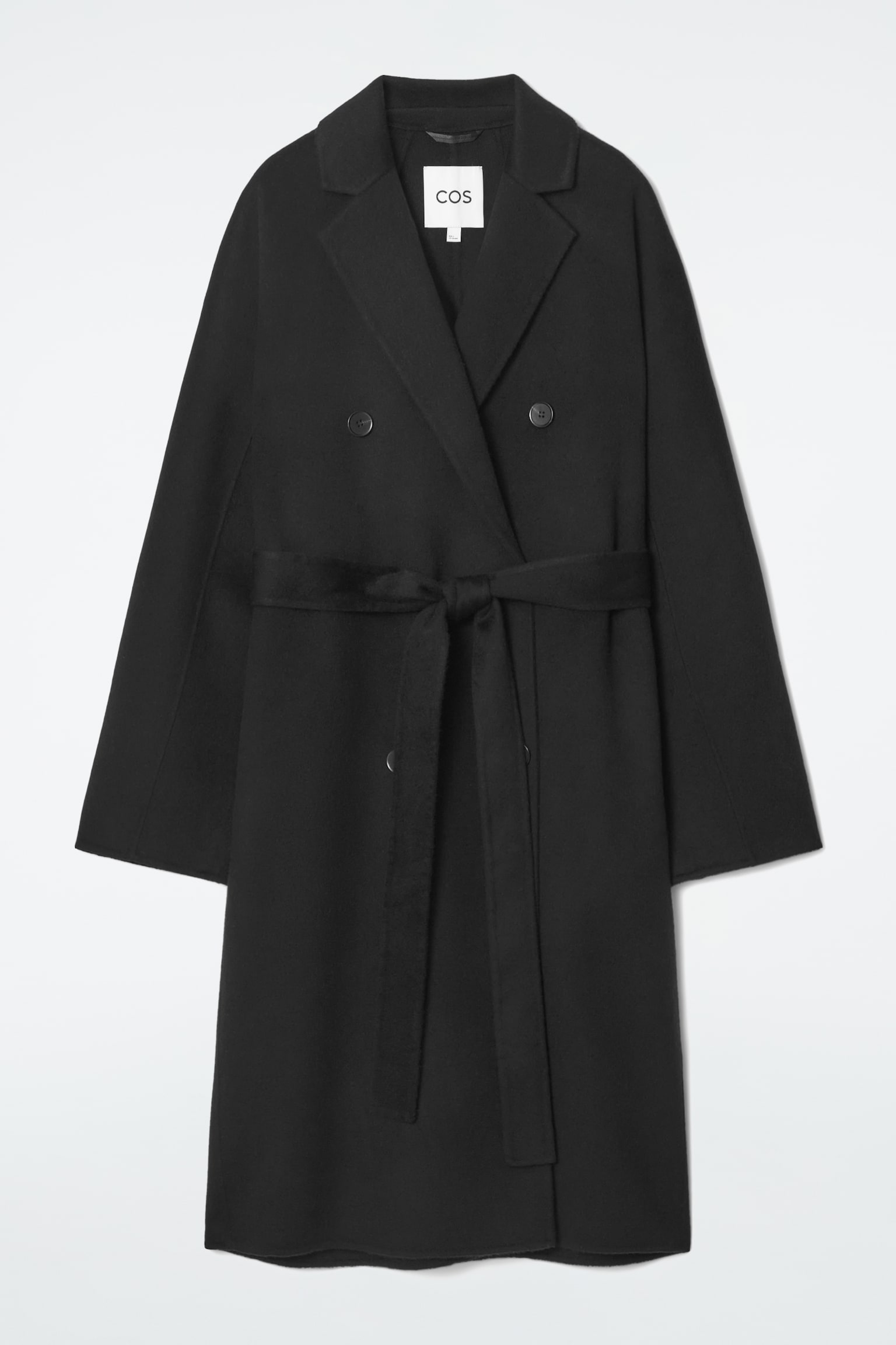 OVERSIZED DOUBLE-BREASTED WOOL COAT - BLACK - 2