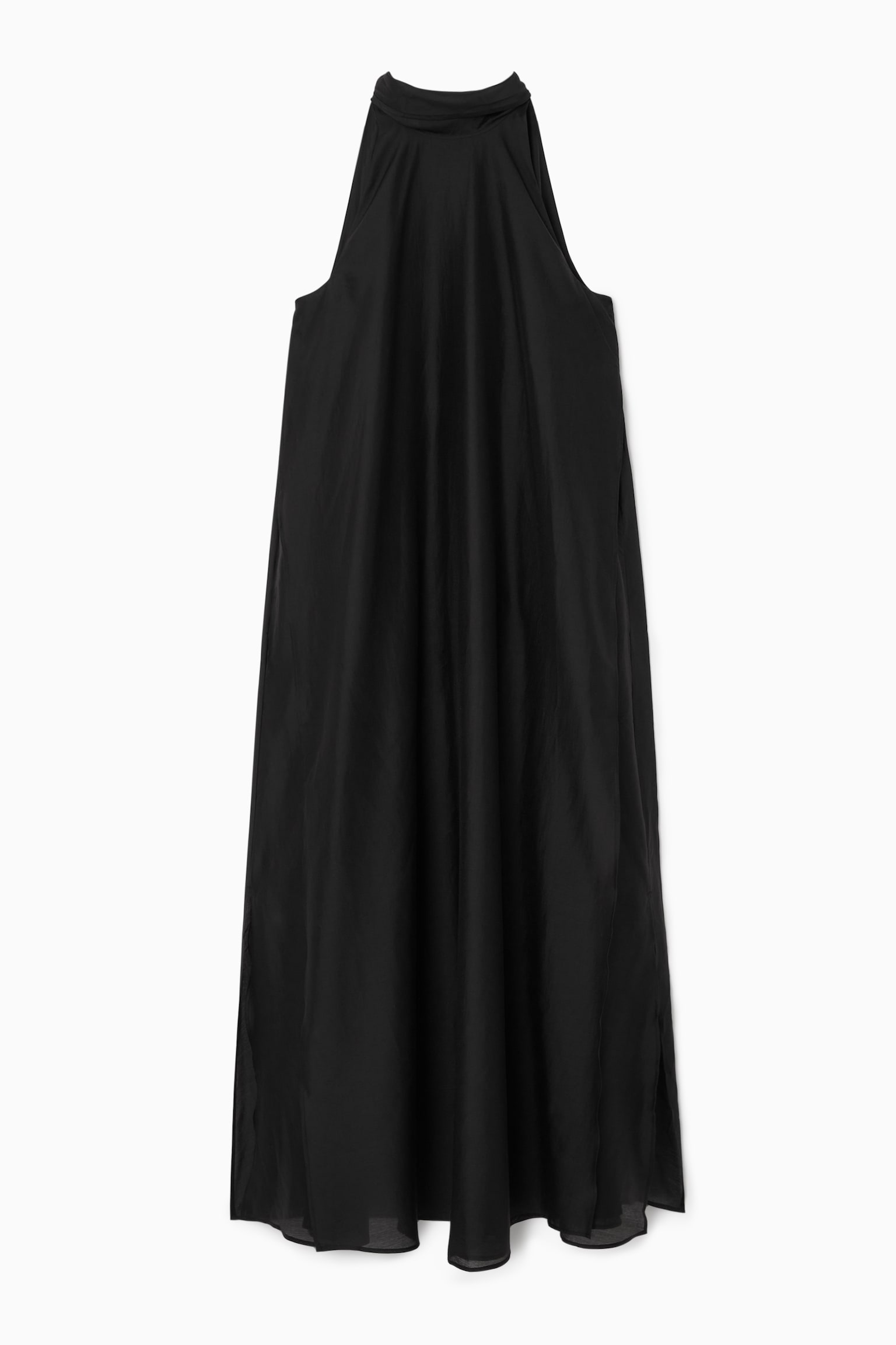 HALTERNECK A-LINE MAXI DRESS - BLACK/OCHRE - 2