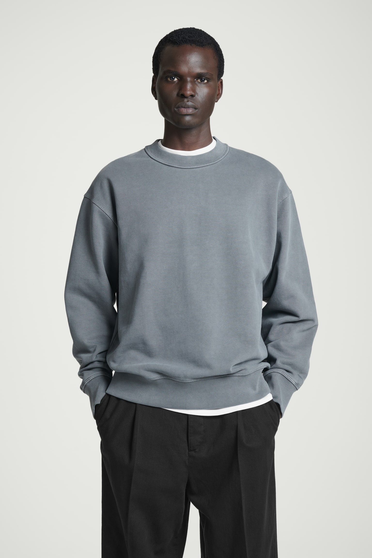 RELAXED WASHED-COTTON SWEATSHIRT - WASHED BLACK/GREEN - 1