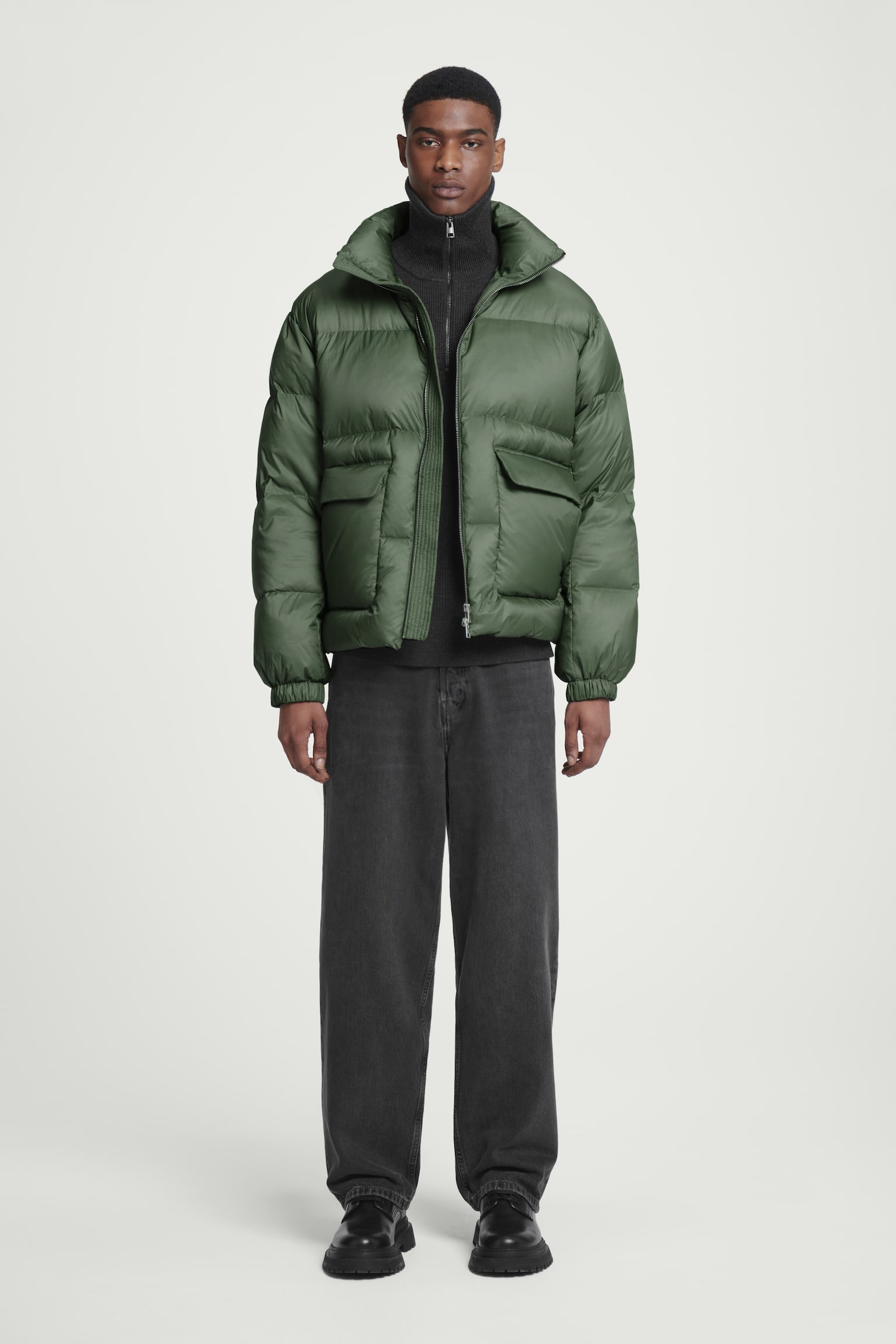 DOWN-FILLED PUFFER JACKET - GREEN/BLACK - 5