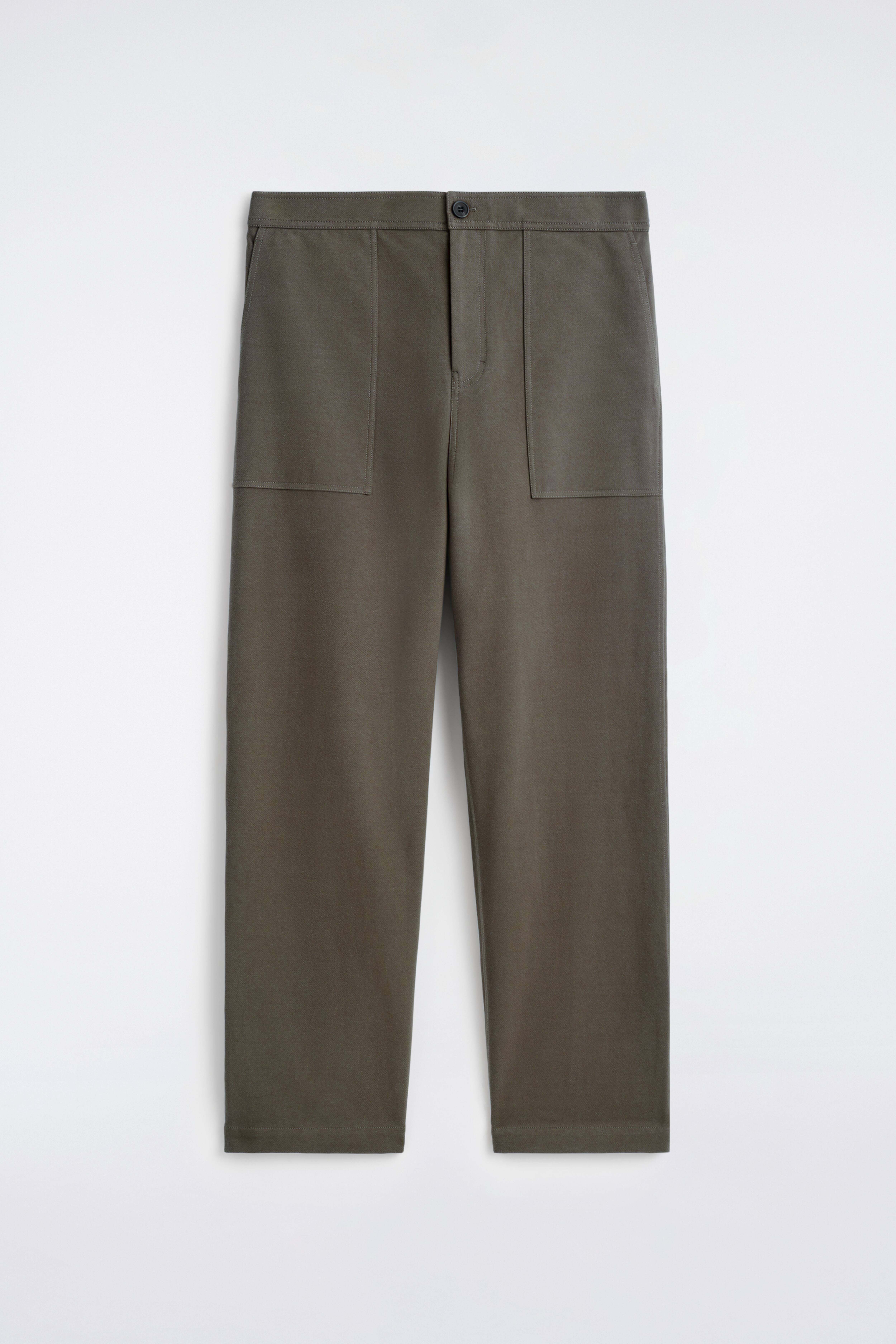 COTTON RELAXED-FIT STRAIGHT-LEG UTILITY TROUSERS - BROWN