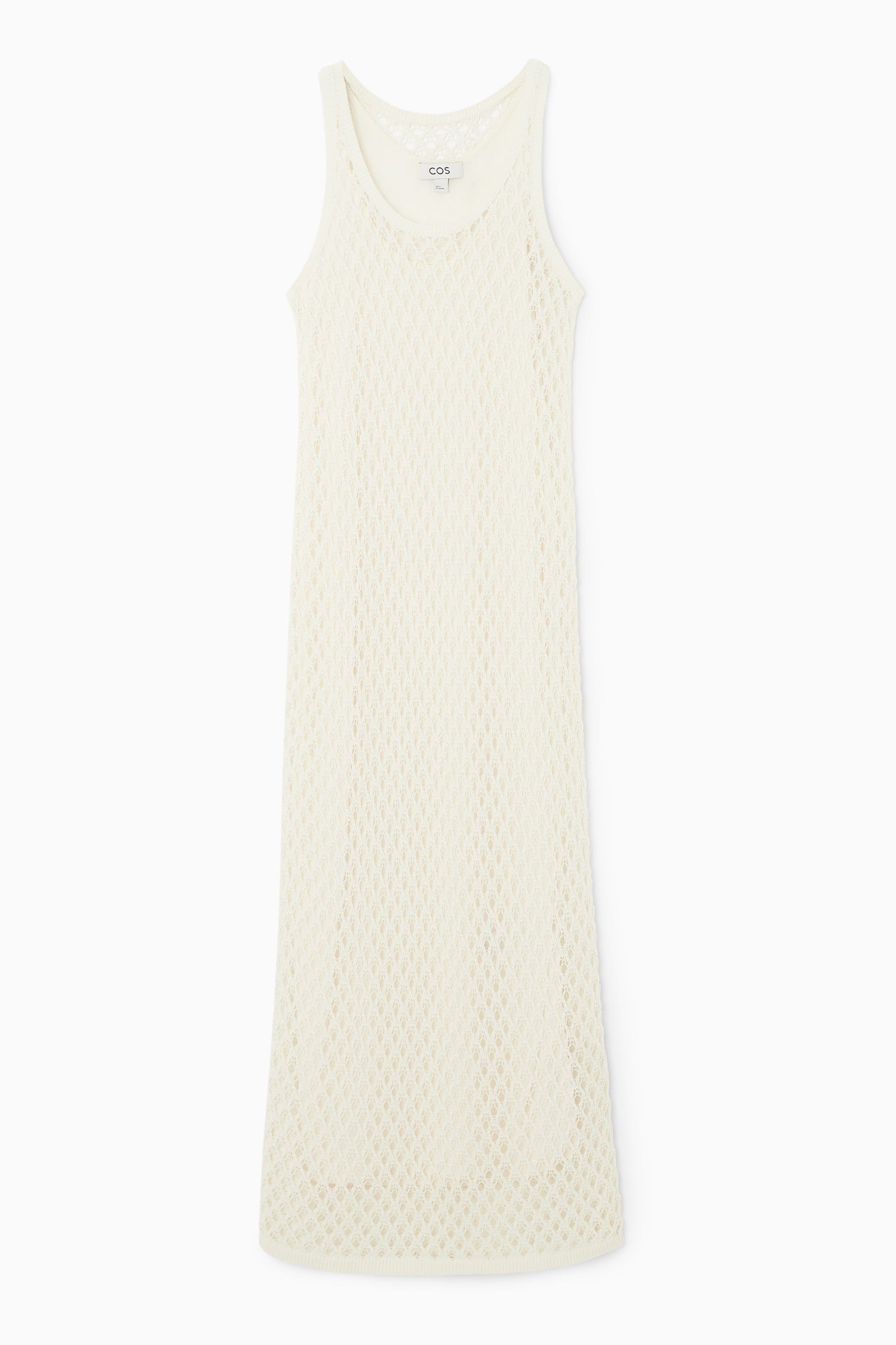 SLEEVELESS OPEN-KNIT MIDI DRESS - CREAM - 2