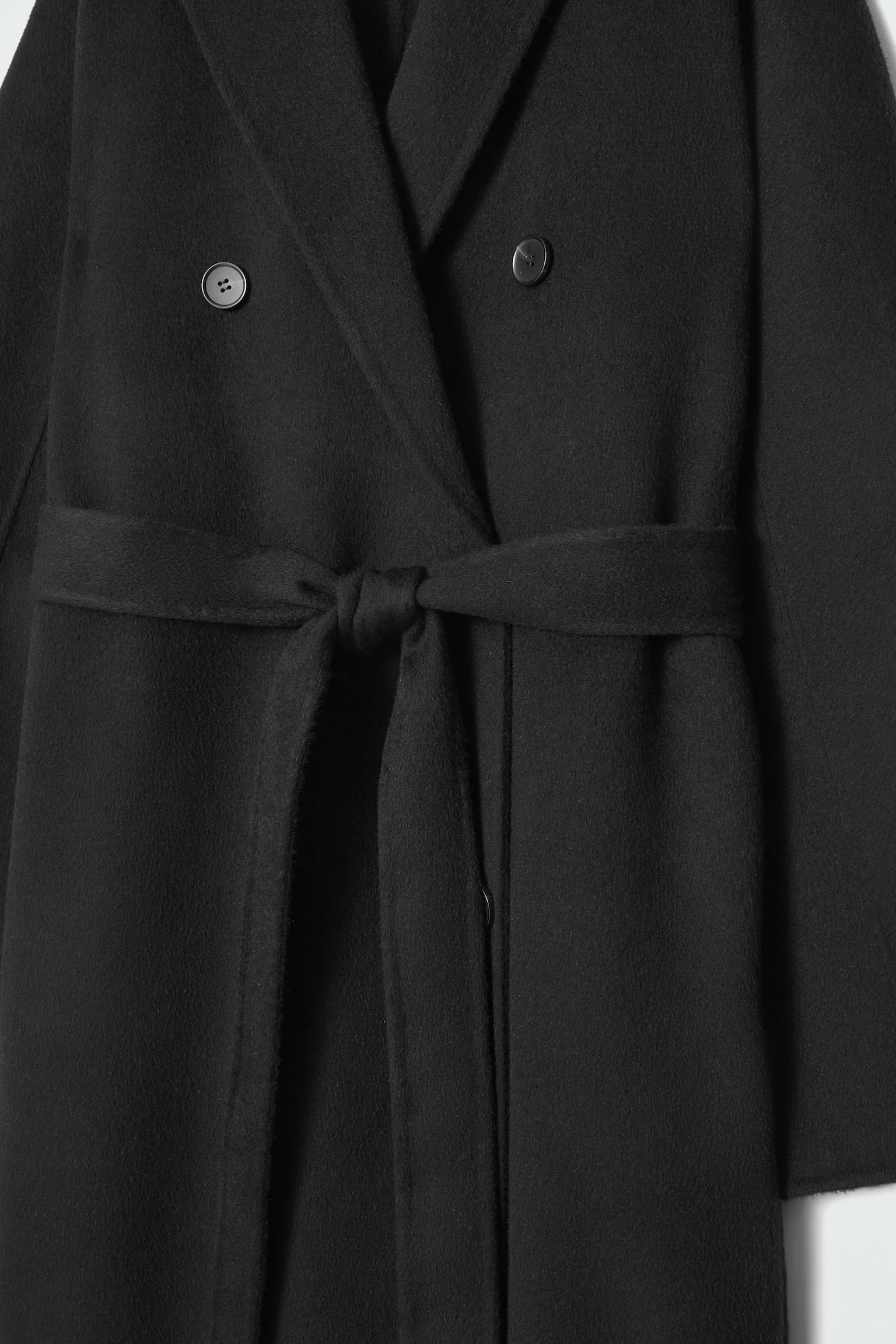 OVERSIZED DOUBLE-BREASTED WOOL COAT - BLACK - 5