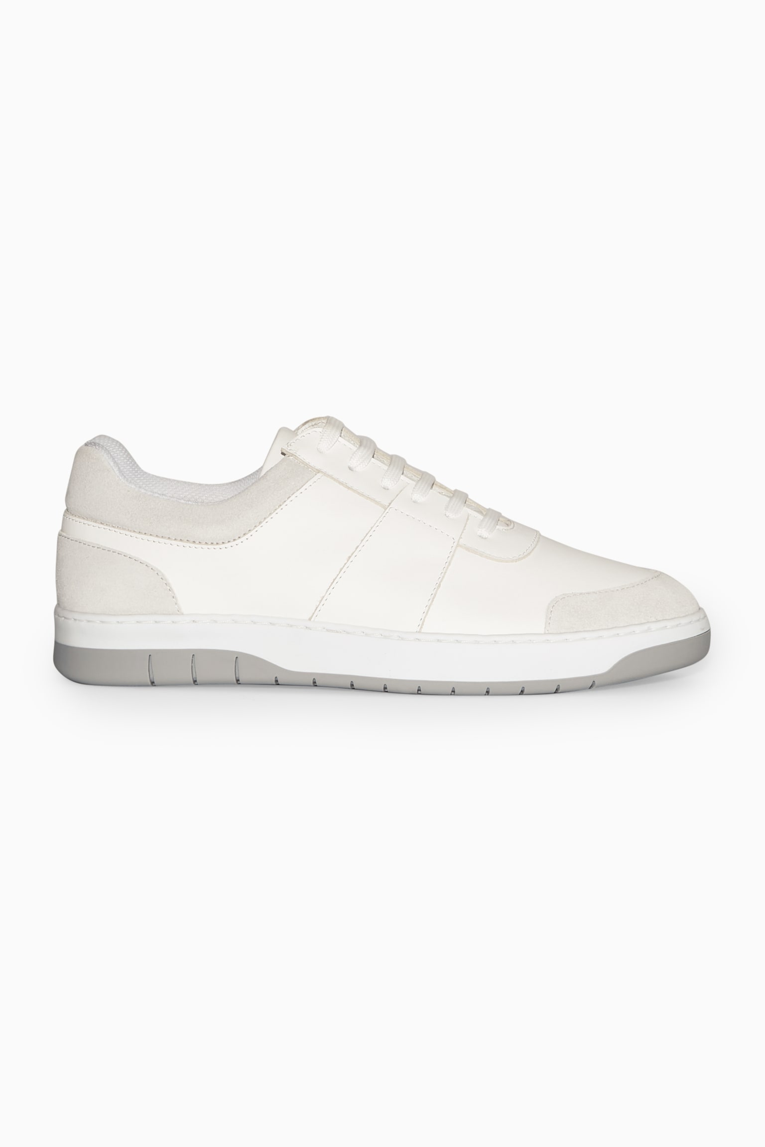 LEATHER AND SUEDE TRAINERS - WHITE - 2