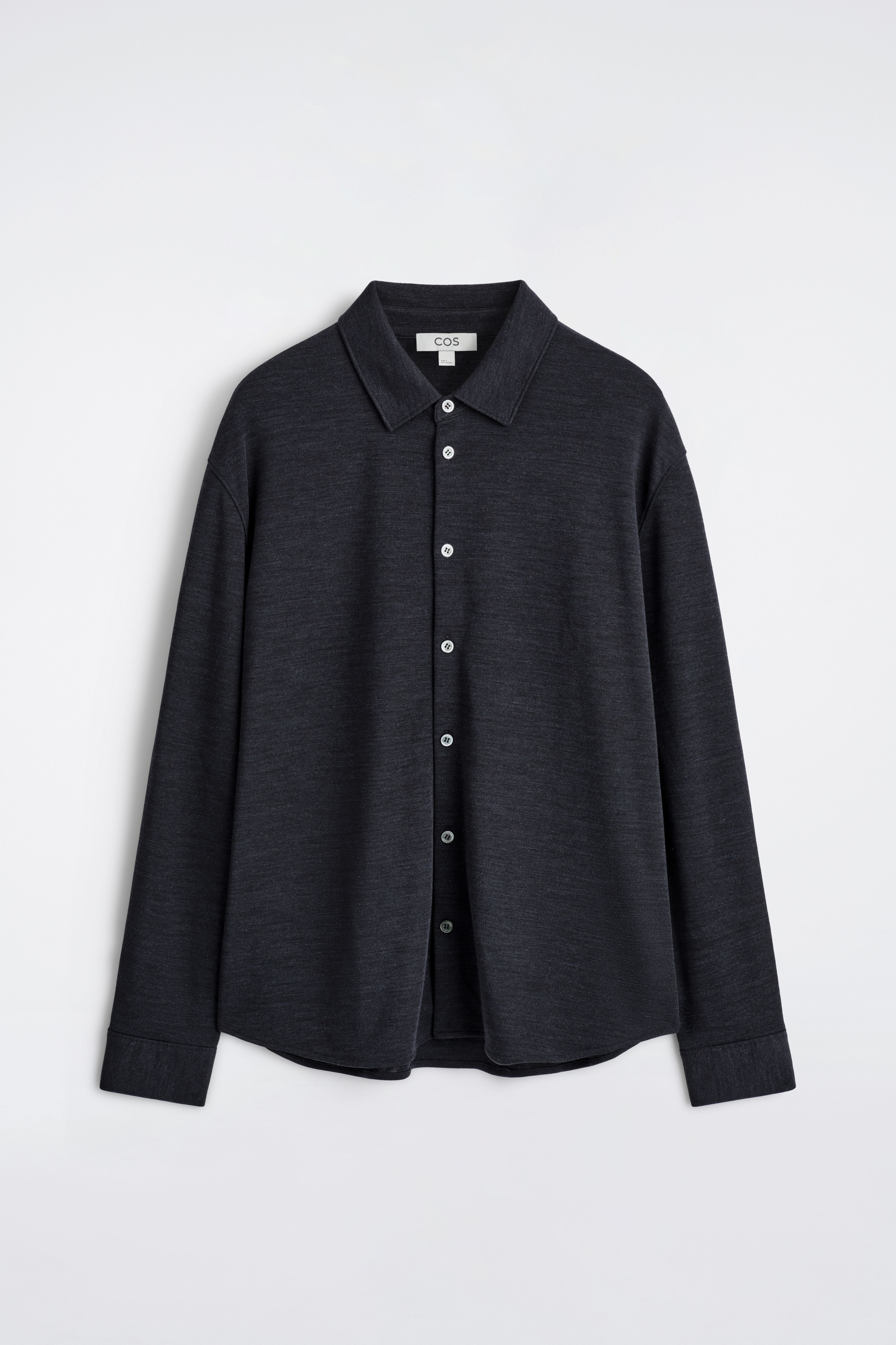 WOOL-BLEND JERSEY SHIRT - NAVY MÉLANGE/DARK-GREY MÉLANGE