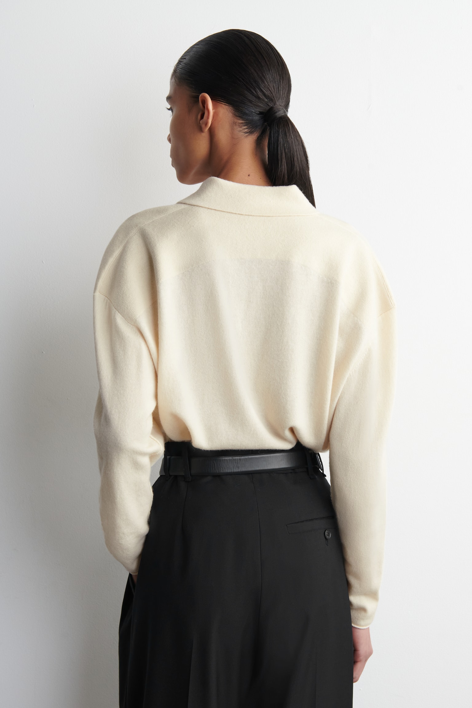 POLO CON CERNIERA IN LANA MERINO E YAK - BIANCO/MARRONE MÉLANGE/BORDEAUX - 5