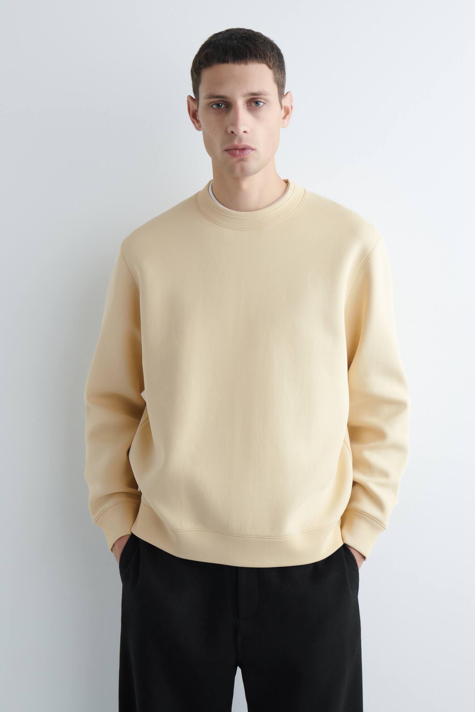 LOCKERES SWEATSHIRT AUS SCUBA - HELLGELB/GRAU MELIERT/SCHWARZ - 2