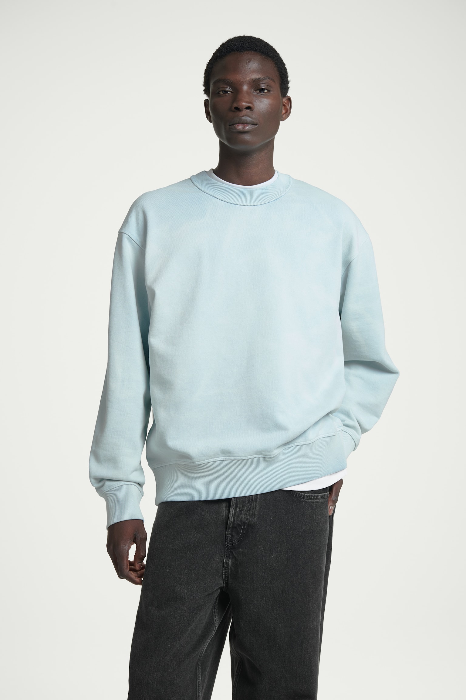 ACID-WASH SWEATSHIRT - LIGHT BLUE/LIGHT GREEN - 1