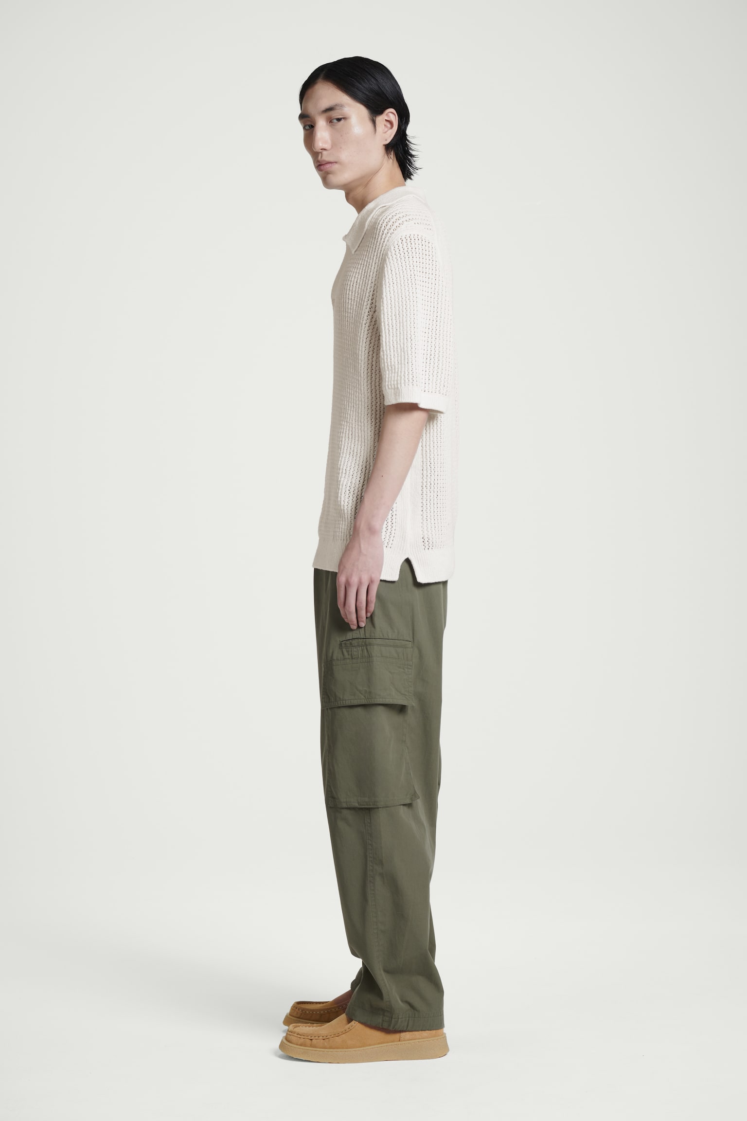 COTTON CARGO TROUSERS - KHAKI/BEIGE - 8