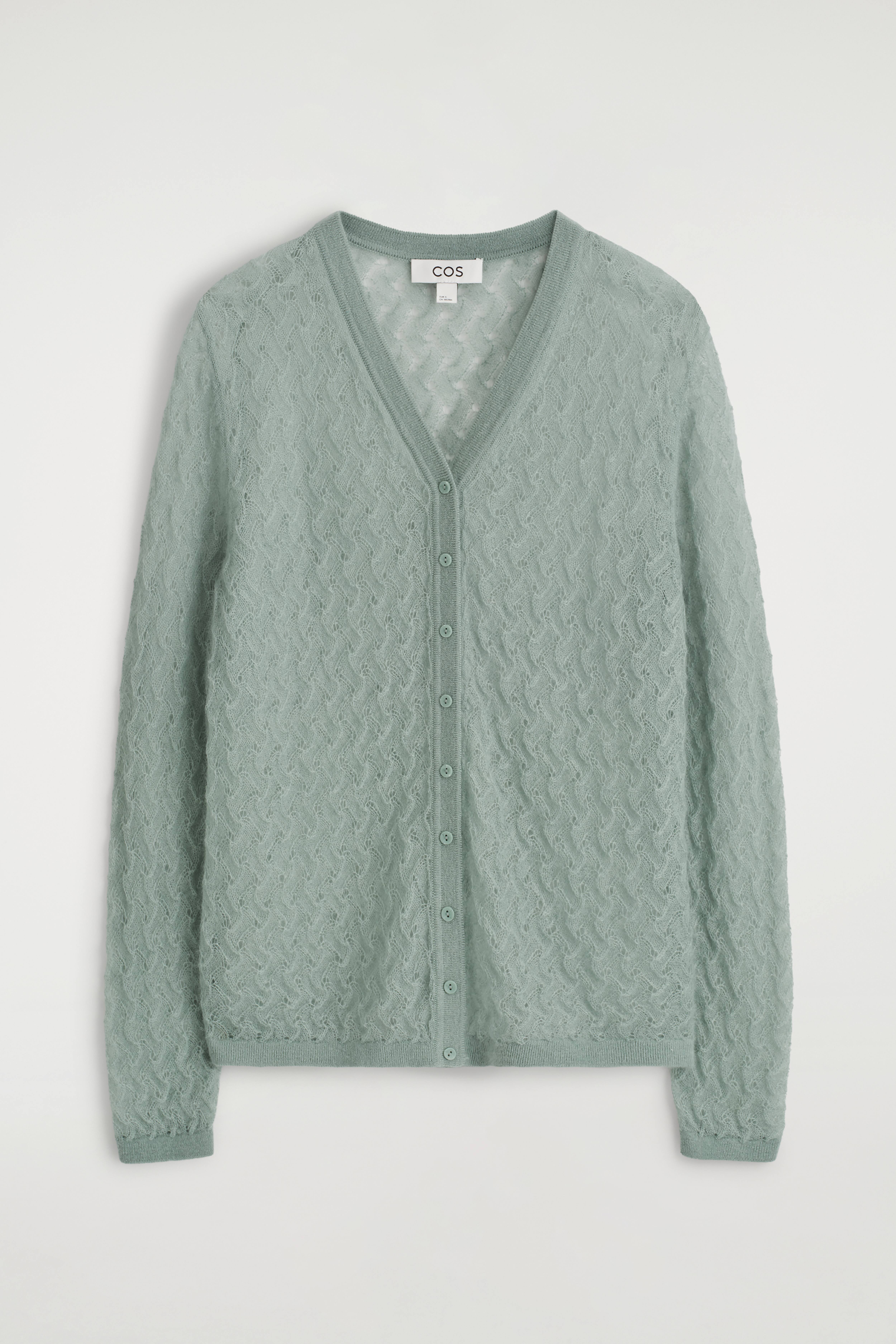 POINTELLE-KNIT MOHAIR CARDIGAN - LIGHT BLUE