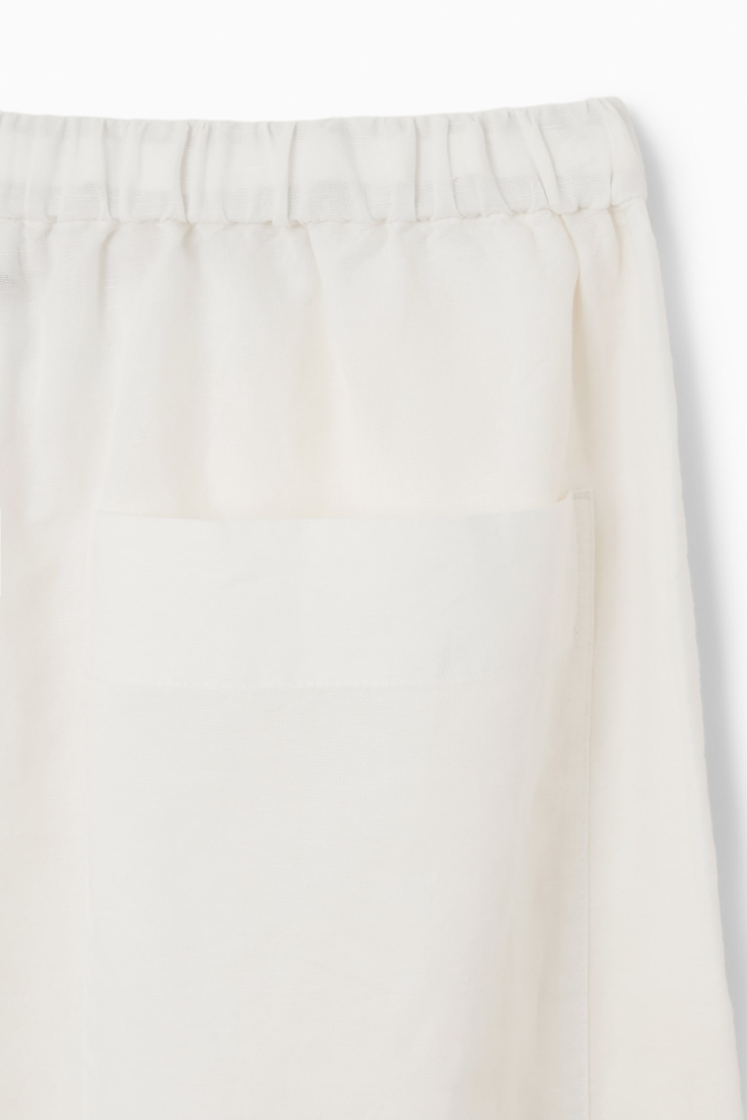 WIDE-LEG LINEN DRAWSTRING TROUSERS - WHITE/WASHED KHAKI - 3