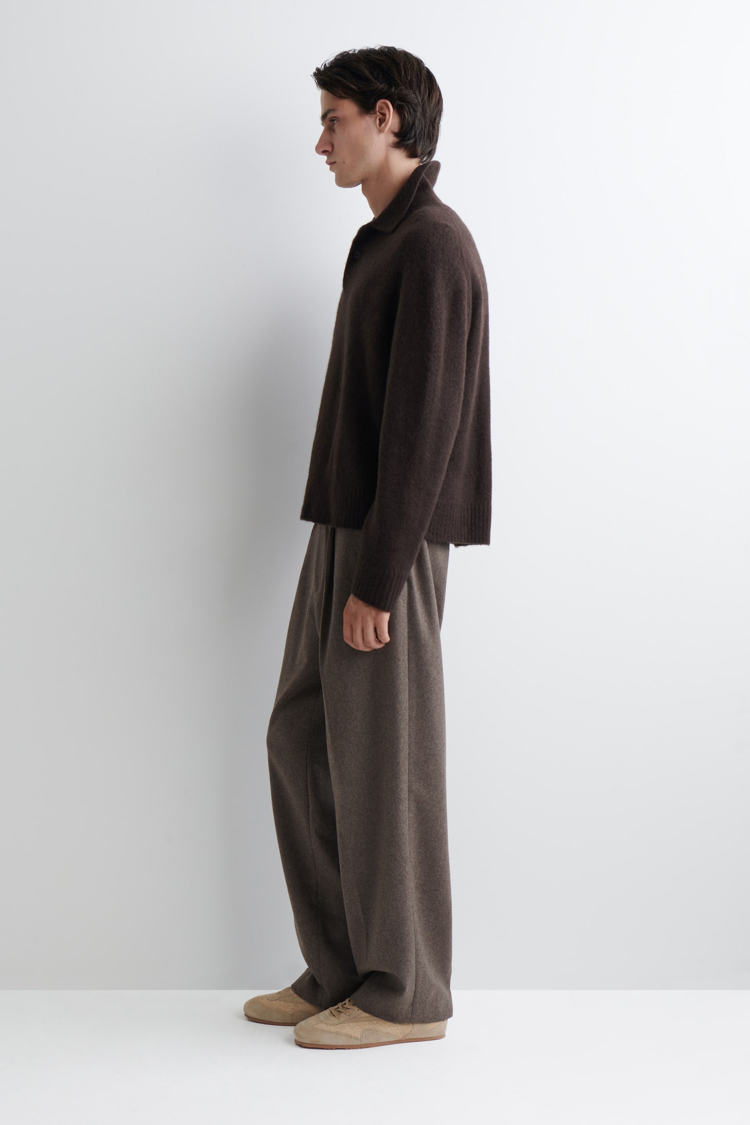 POLO EN LAINE BROSSÉE - BRUN FONCÉ/BLEU DRAGÉE - 3