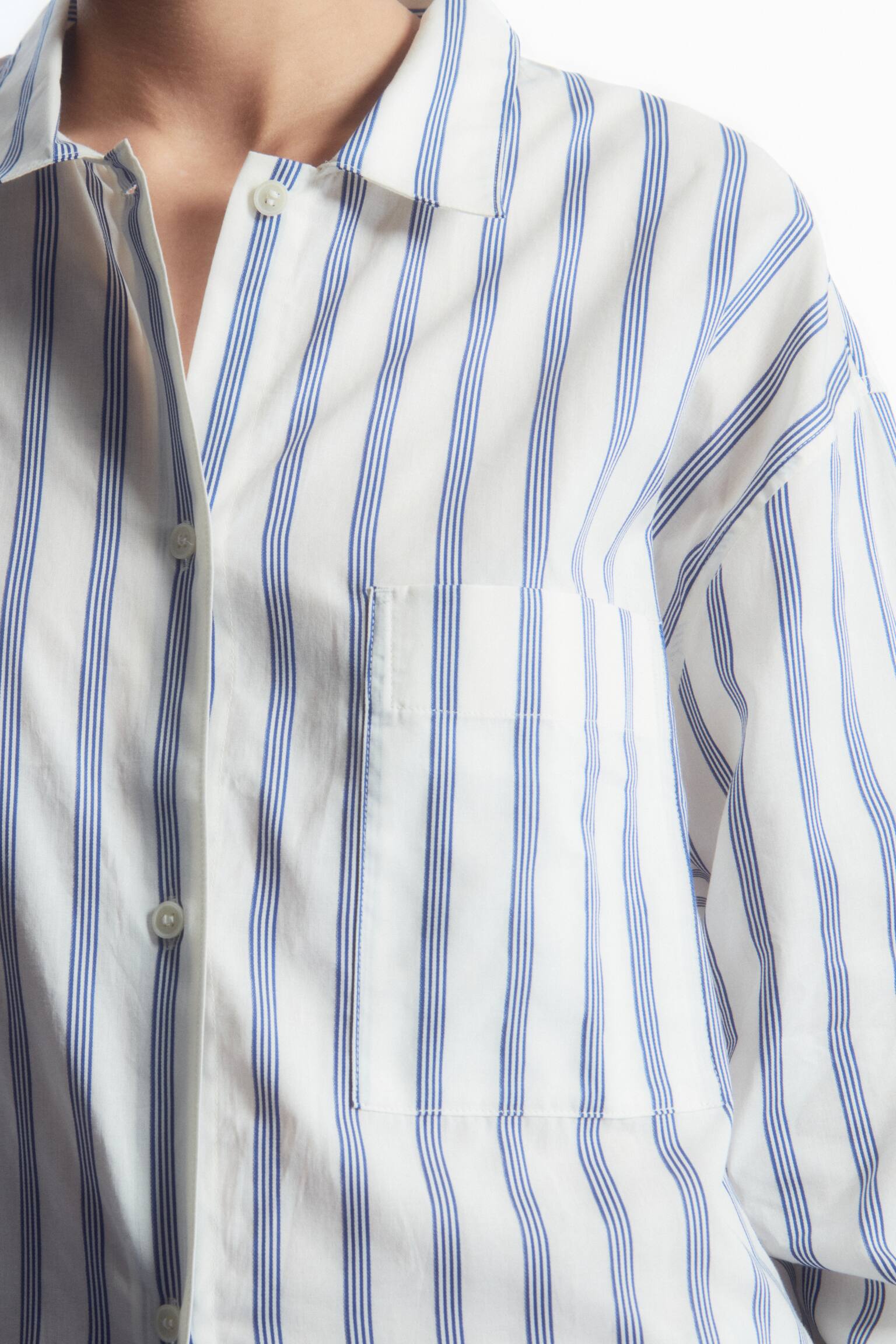 STRIPED PYJAMA SHIRT - WHITE / BLUE / STRIPED - 3