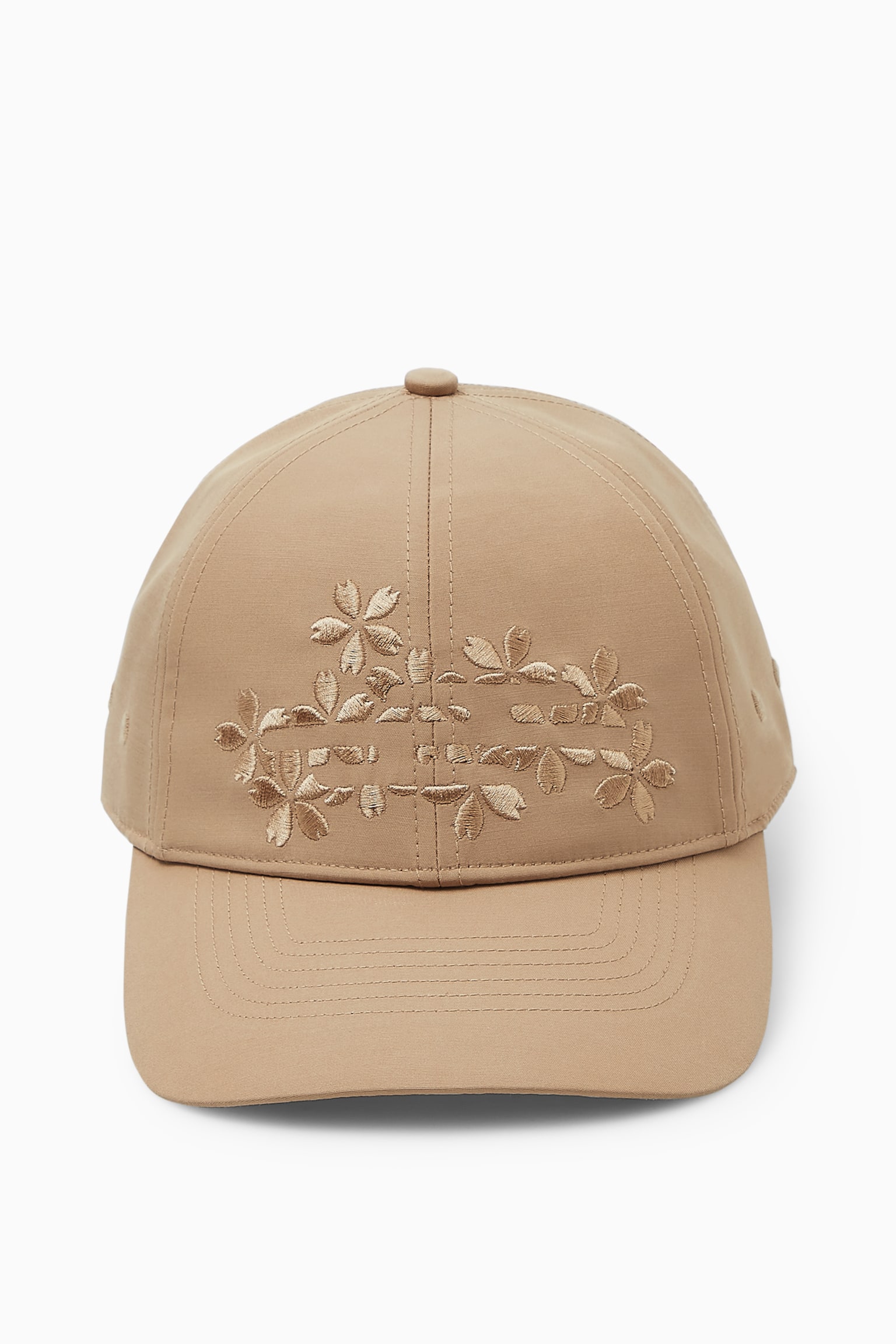 FLORAL EMBROIDERED BASEBALL CAP - CAMEL - 4