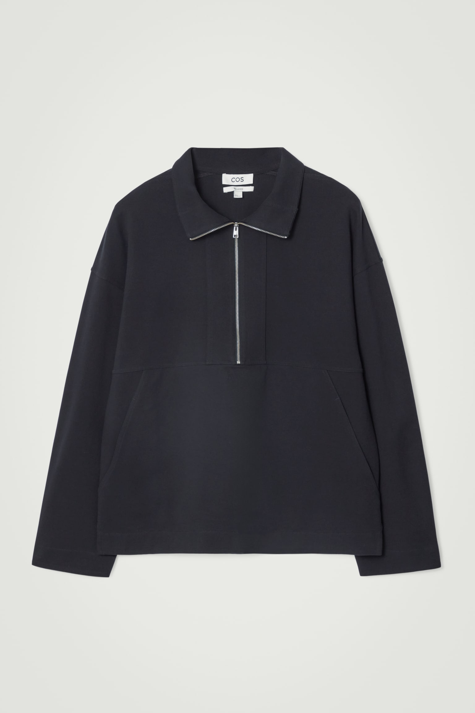 COLLARED TWILL HALF-ZIP SWEATSHIRT - NAVY - 2