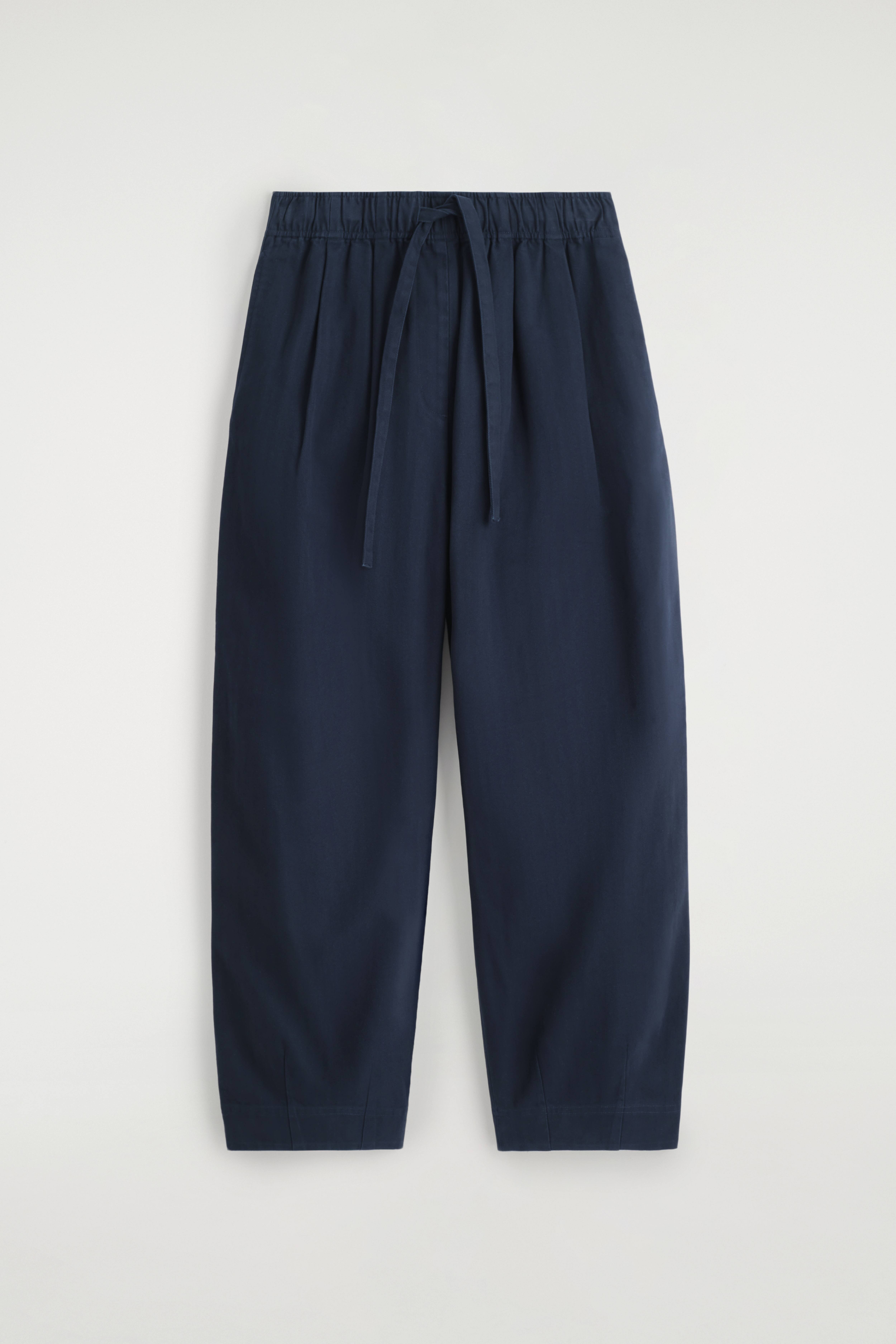 PANTALONI AFFUSOLATI IN COTONE CON COULISSE - BLU NAVY/BIANCO