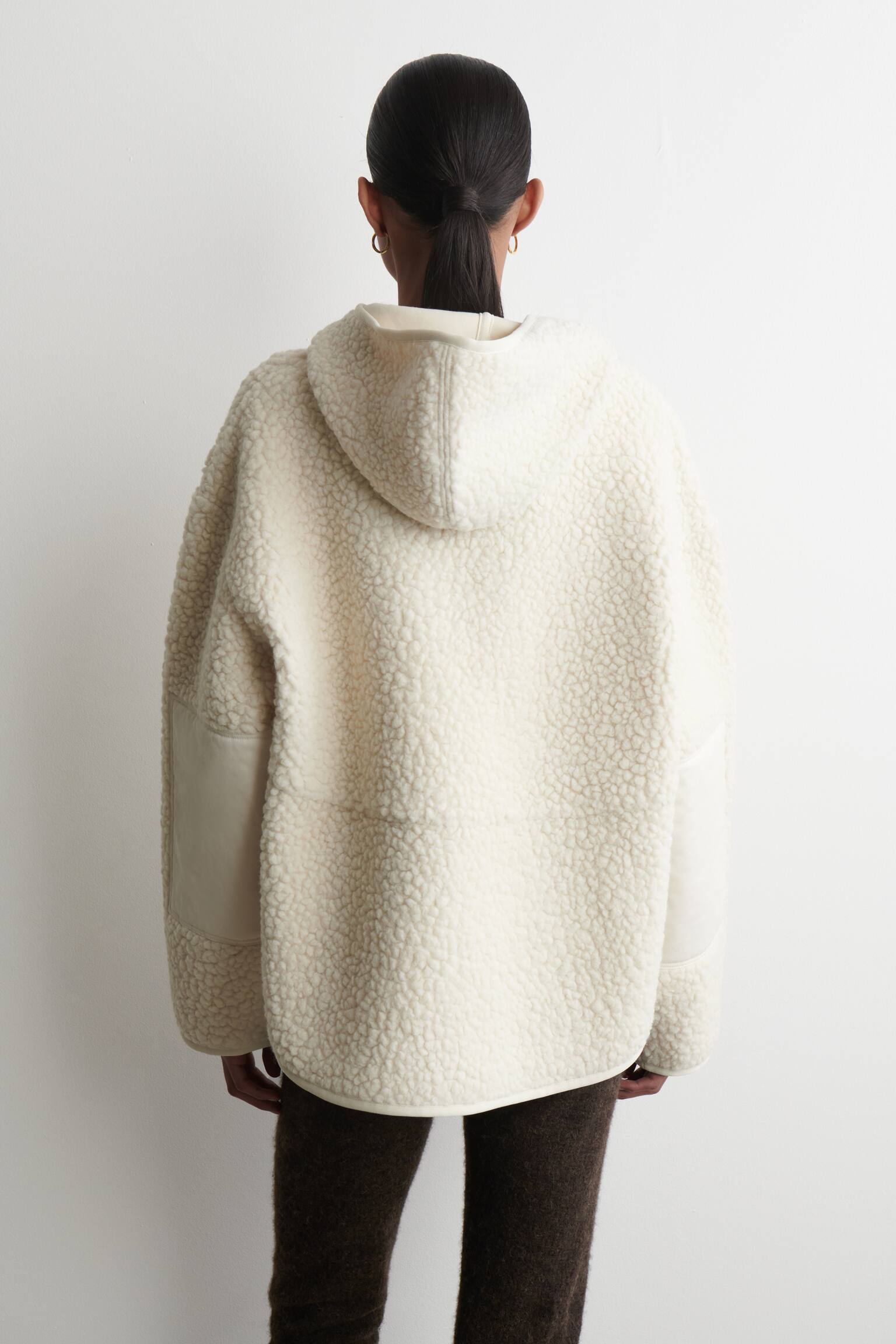 HOODED TEDDY JACKET - CREAM - 5