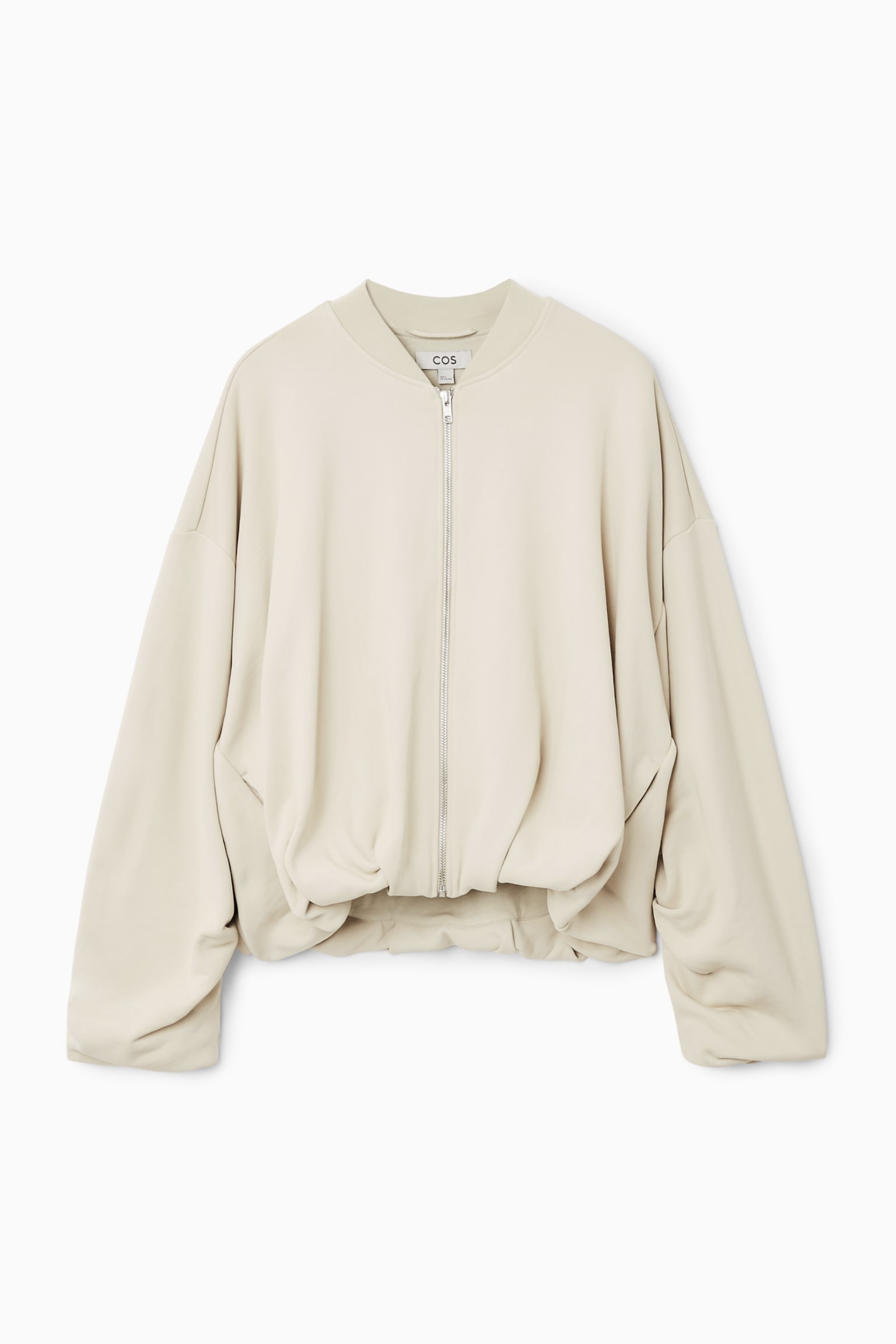 OVERSIZED JERSEY BOMBER JACKET - STONE - 2