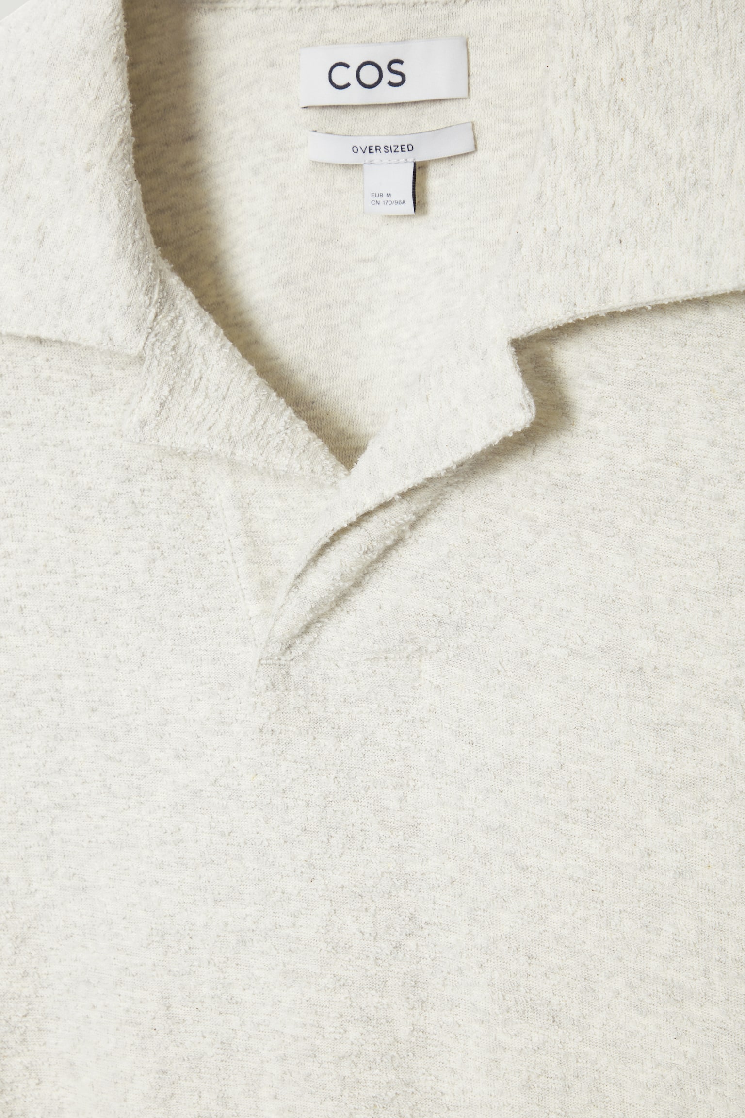 OVERSIZED BOUCLÉ-KNIT POLO SHIRT - LIGHT GREY - 5