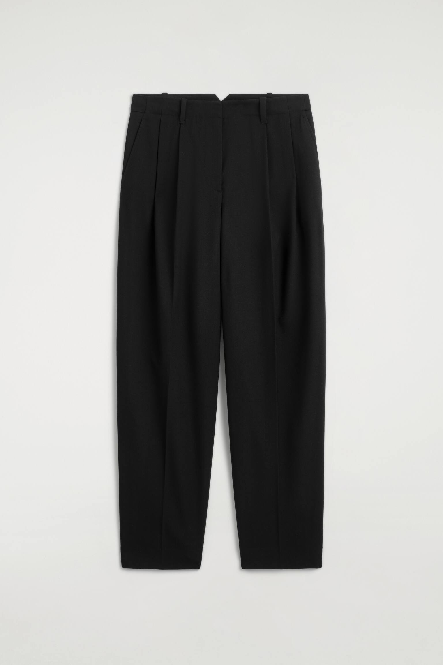 SCHMAL ZULAUFENDE HOSE AUS WOLL-MIX MIT FALTEN - SCHWARZ - 2