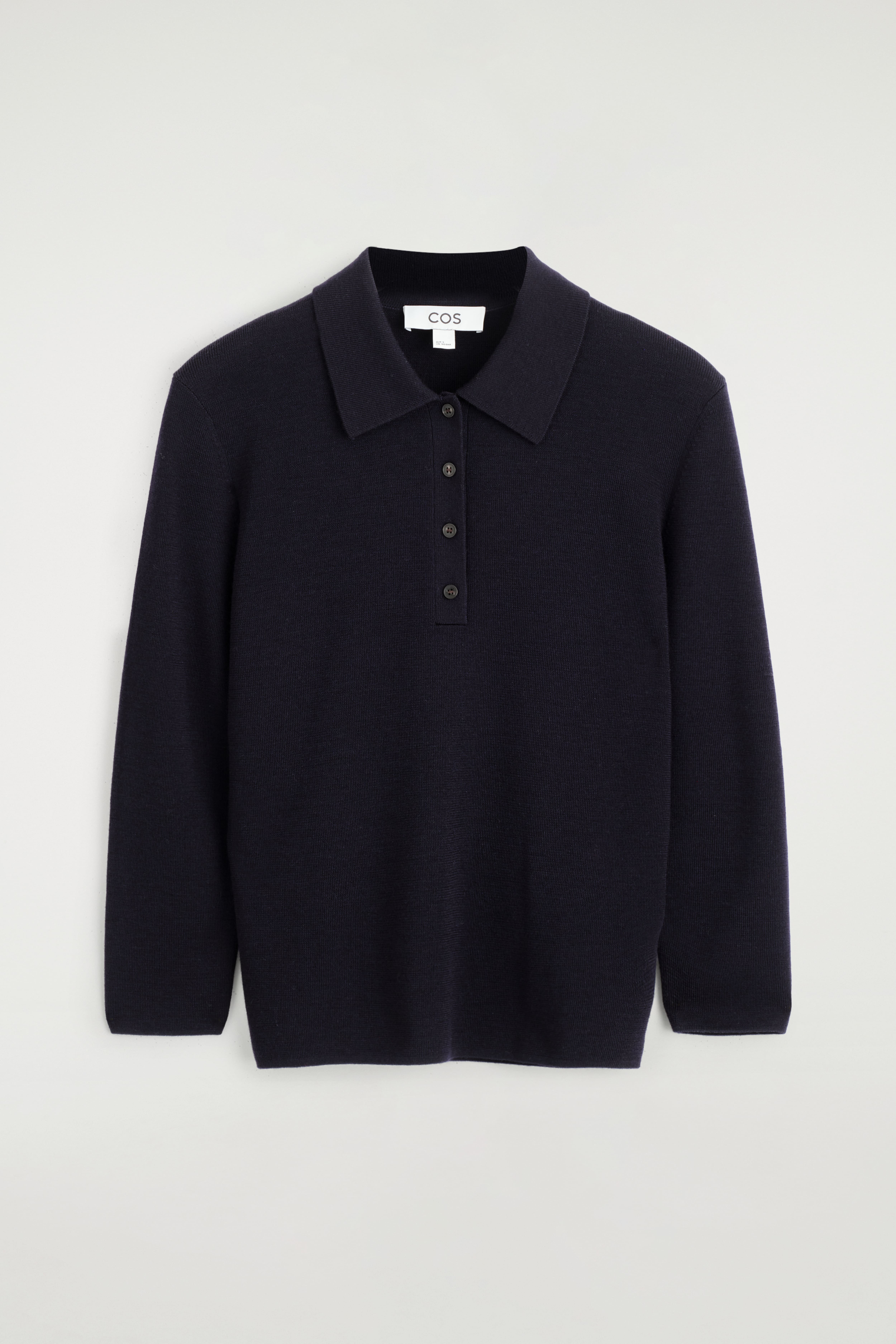 Poloshirt van merinowol met verkorte mouwen - MARINEBLAUW