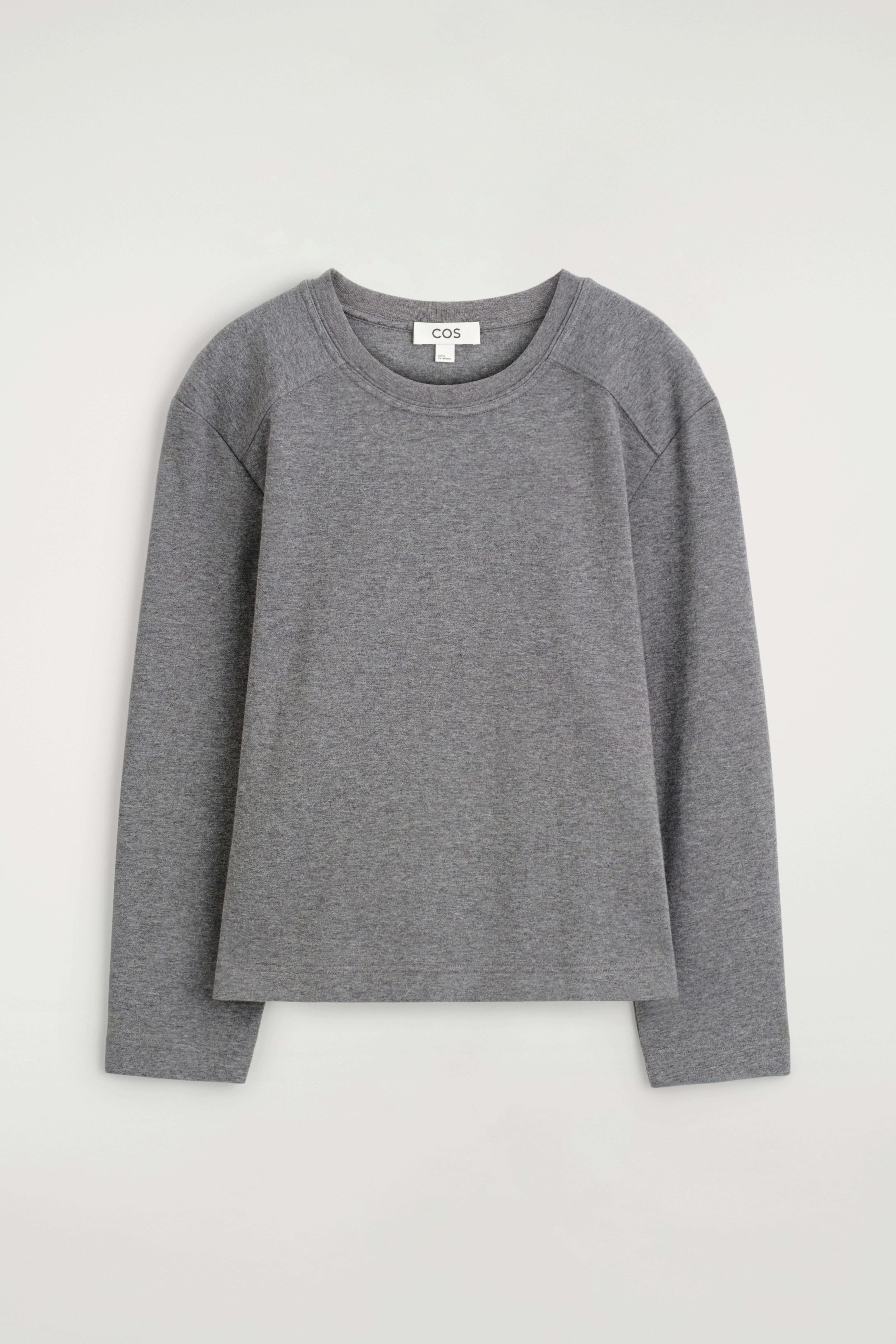 TOP IN COTONE A MANICHE LUNGHE - GRIGIO MÉLANGE/MARRONE SCURO