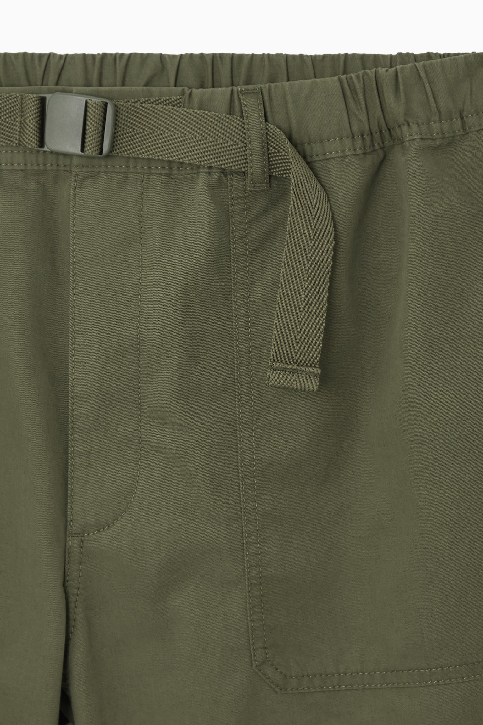 BUCKLED UTILITY SHORTS - KHAKI BROWN/NAVY BLUE - 4