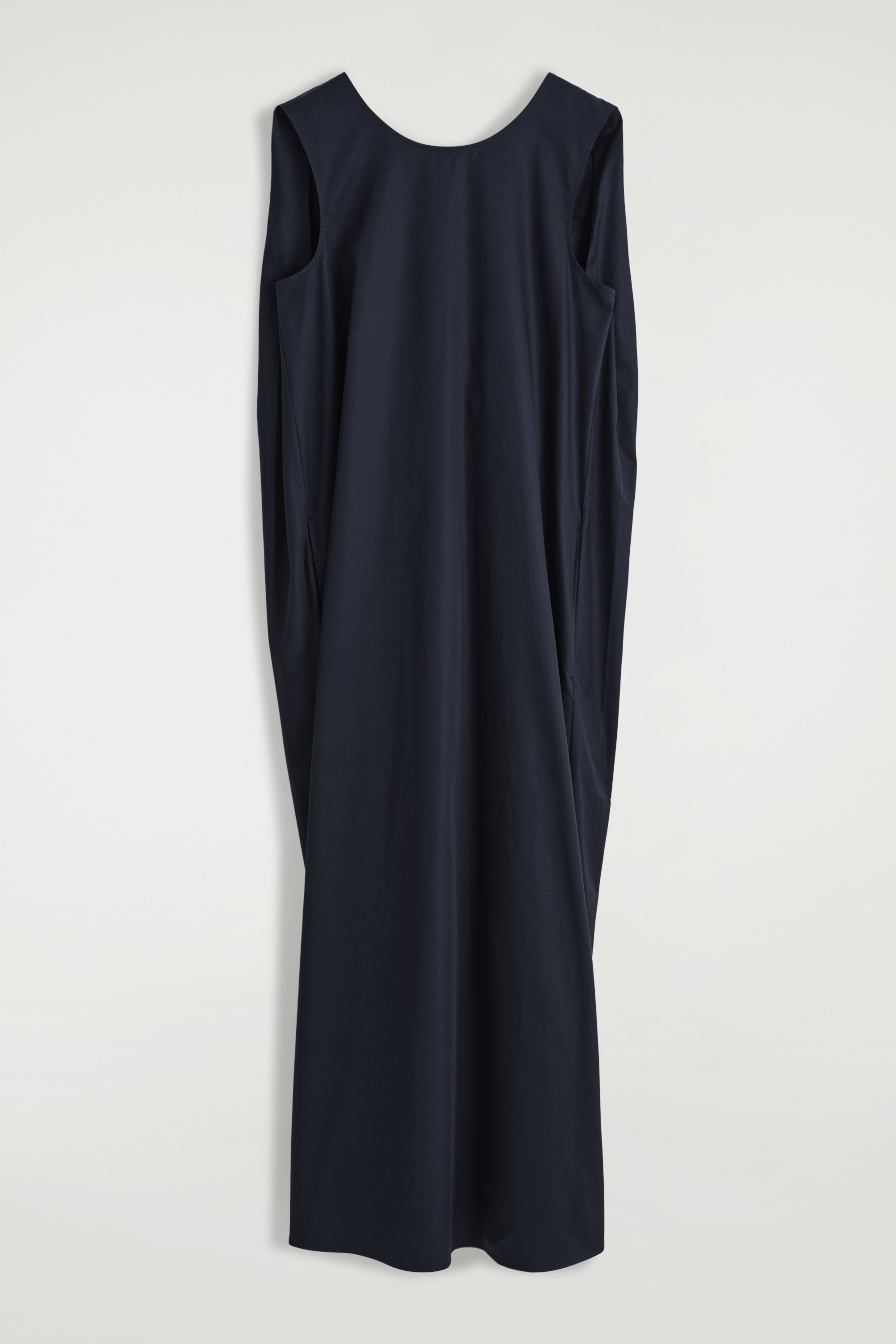 TWIST-BACK COTTON MIDI DRESS - NAVY