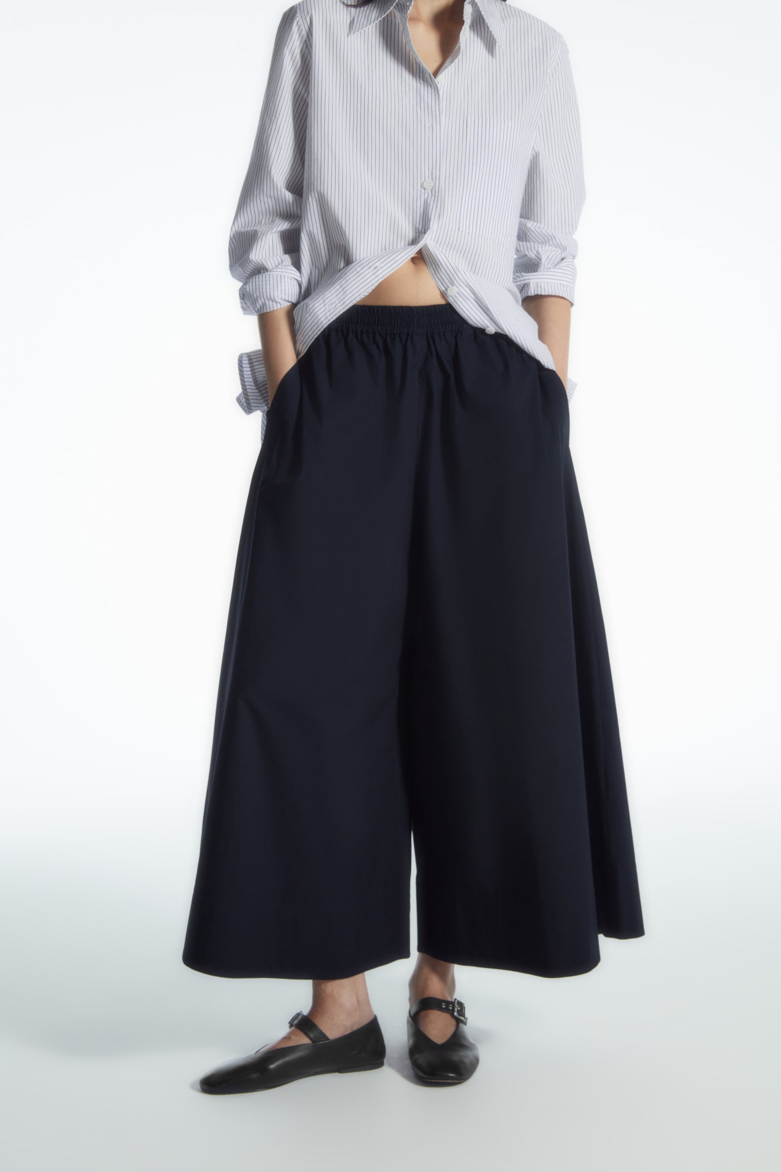 VOLUMINOUS CULOTTES - NAVY/LIGHT BEIGE/BLACK - 5