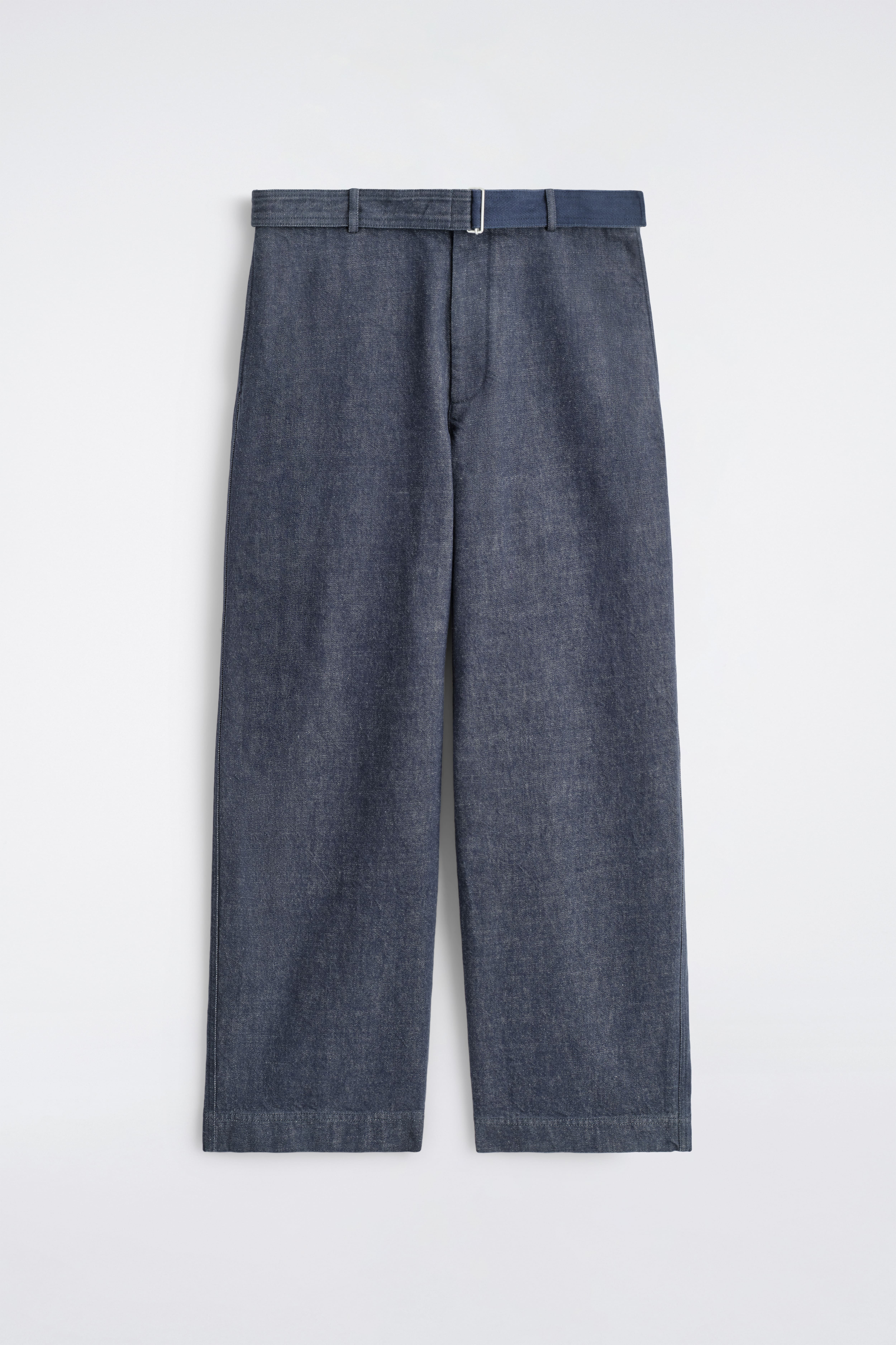 PANTALONI A GAMBA DRITTA IN DENIM CON CINTURA - BLU SCURO