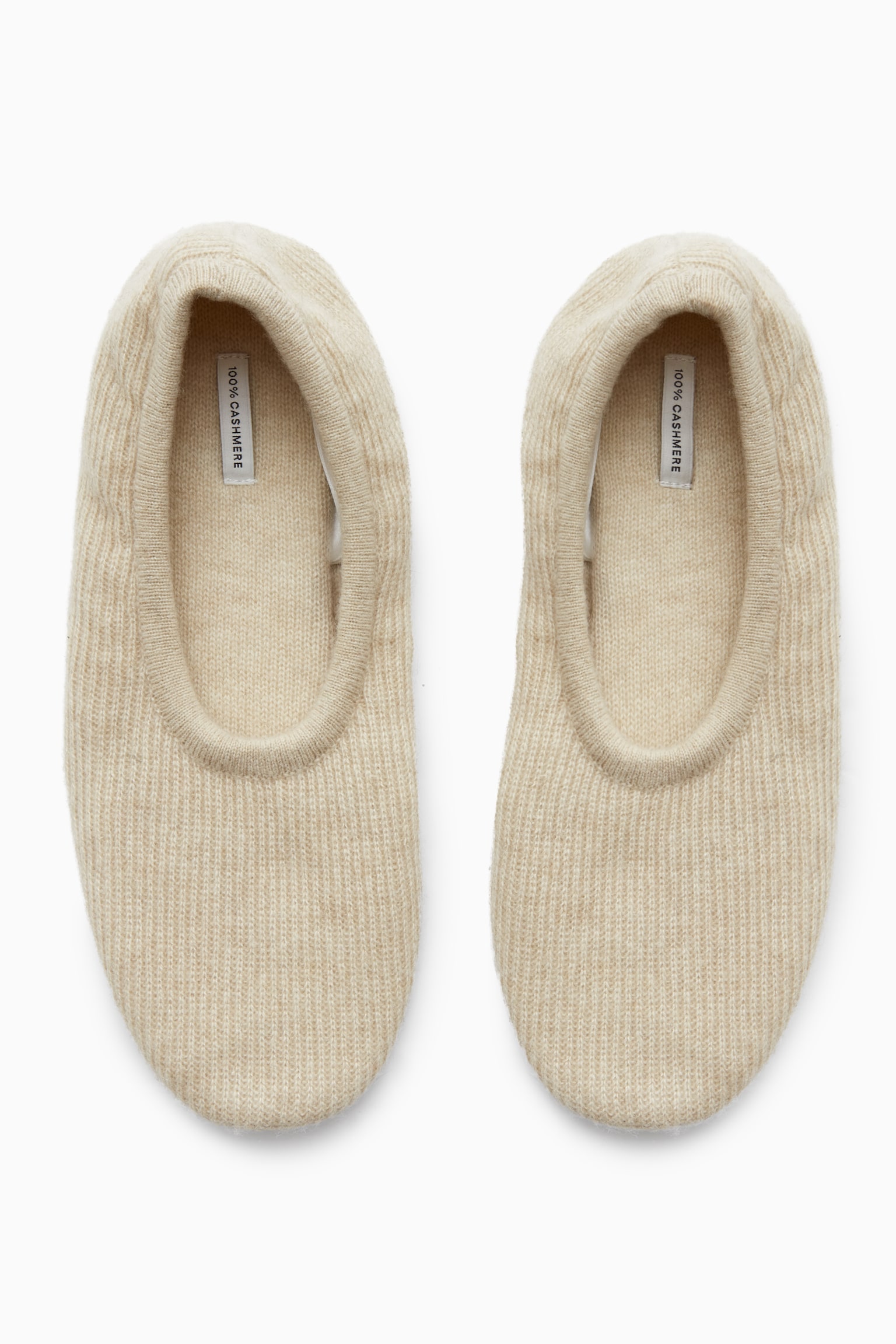 RIBBED CASHMERE SLIPPERS - OFF-WHITE - 1