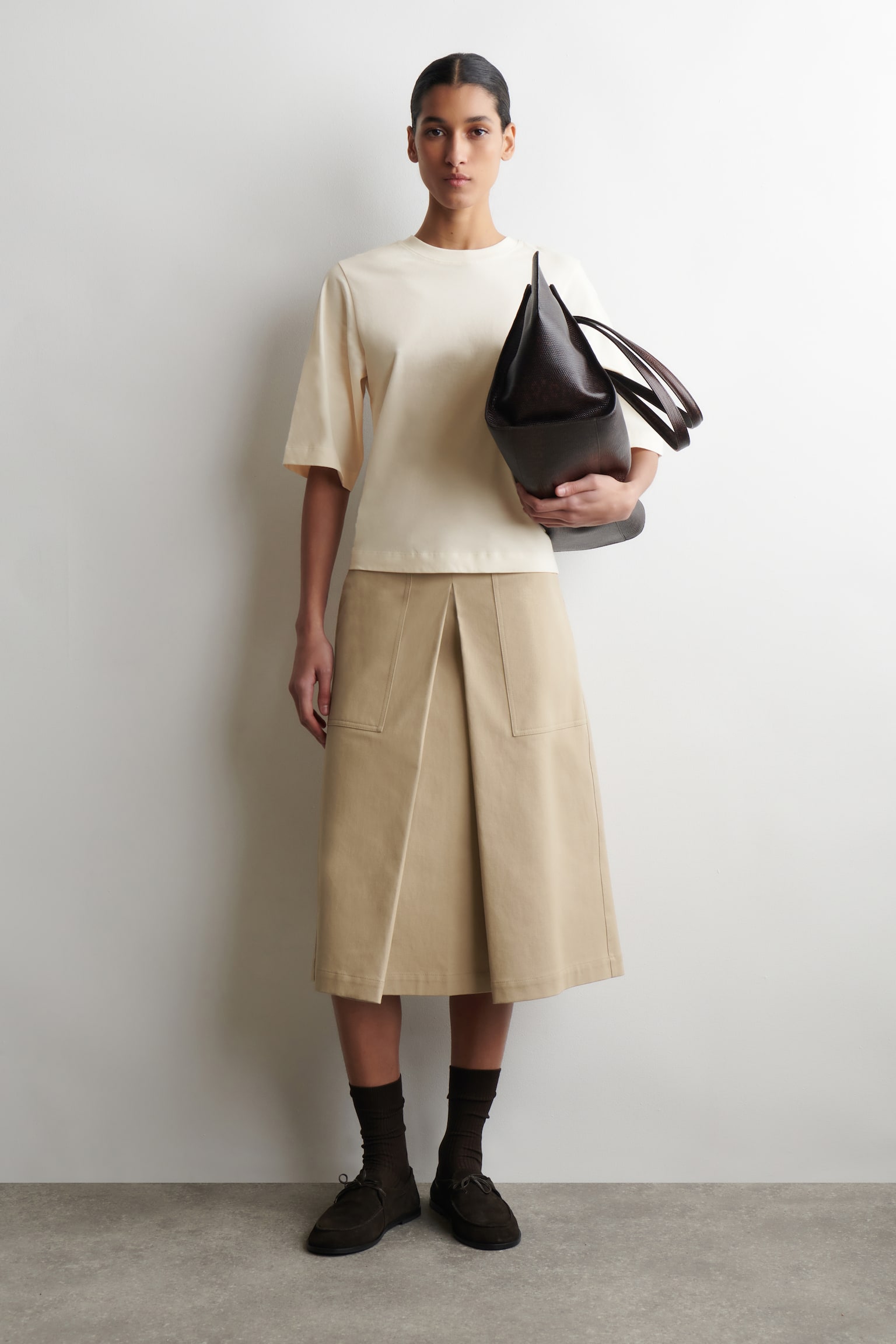 Katoenen T-shirt - Crème/DONKERBRUIN/Wit / Rood / Gestreept - 6