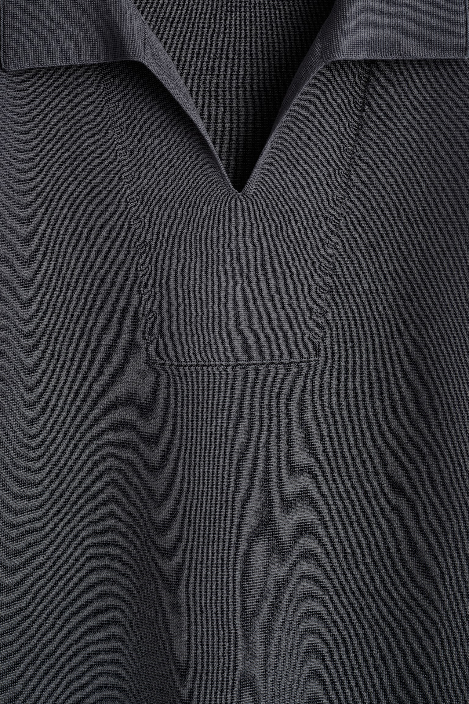 Πλεκτή βαμβακερή μπλούζα πόλο Milano - ΣΚΟΥΡΟ ΓΚΡΙ - 5