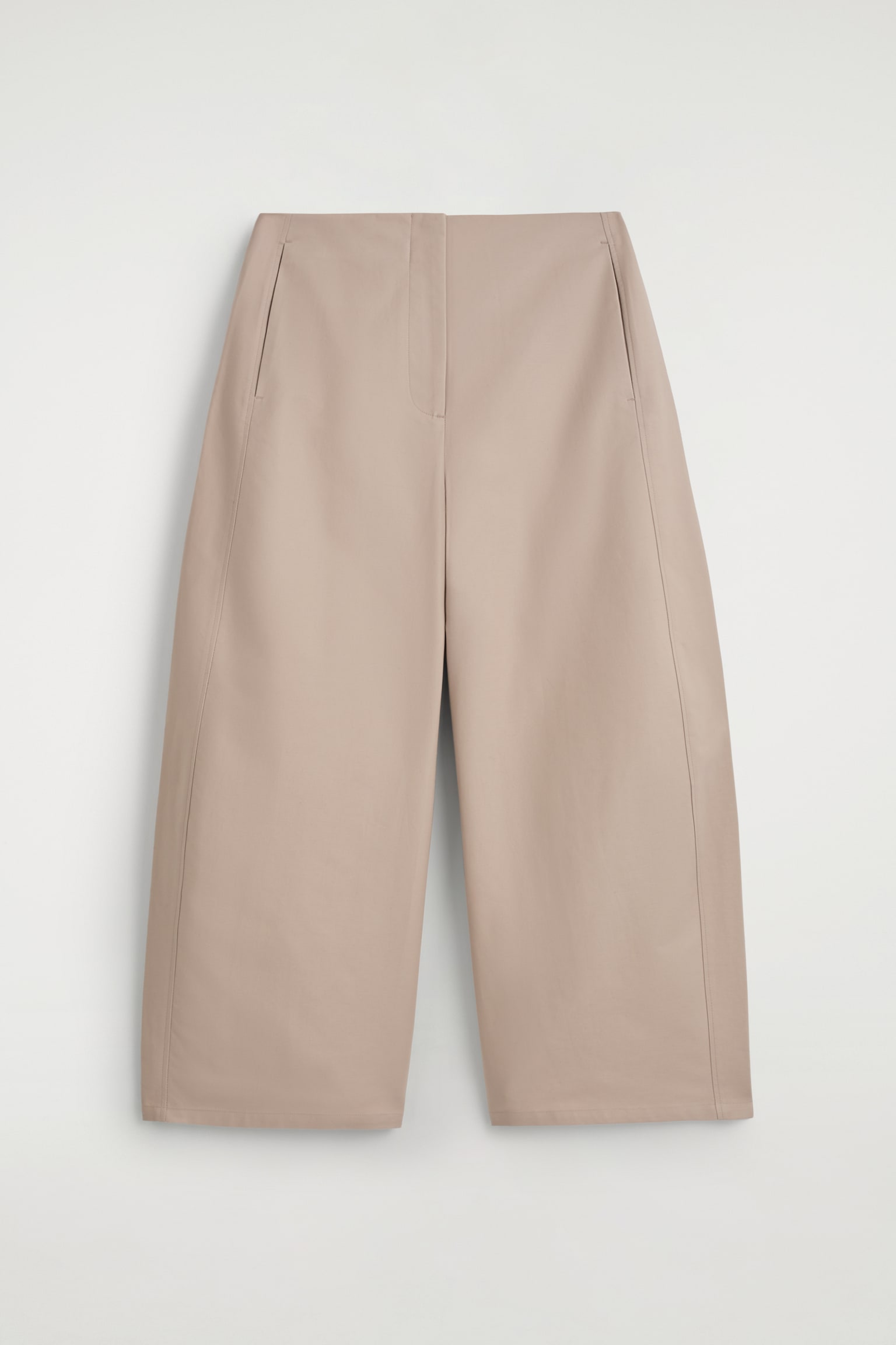 Lyhennetyt tölkkimalliset puuvillahousut - beige/ruskea/valkoinen - 2