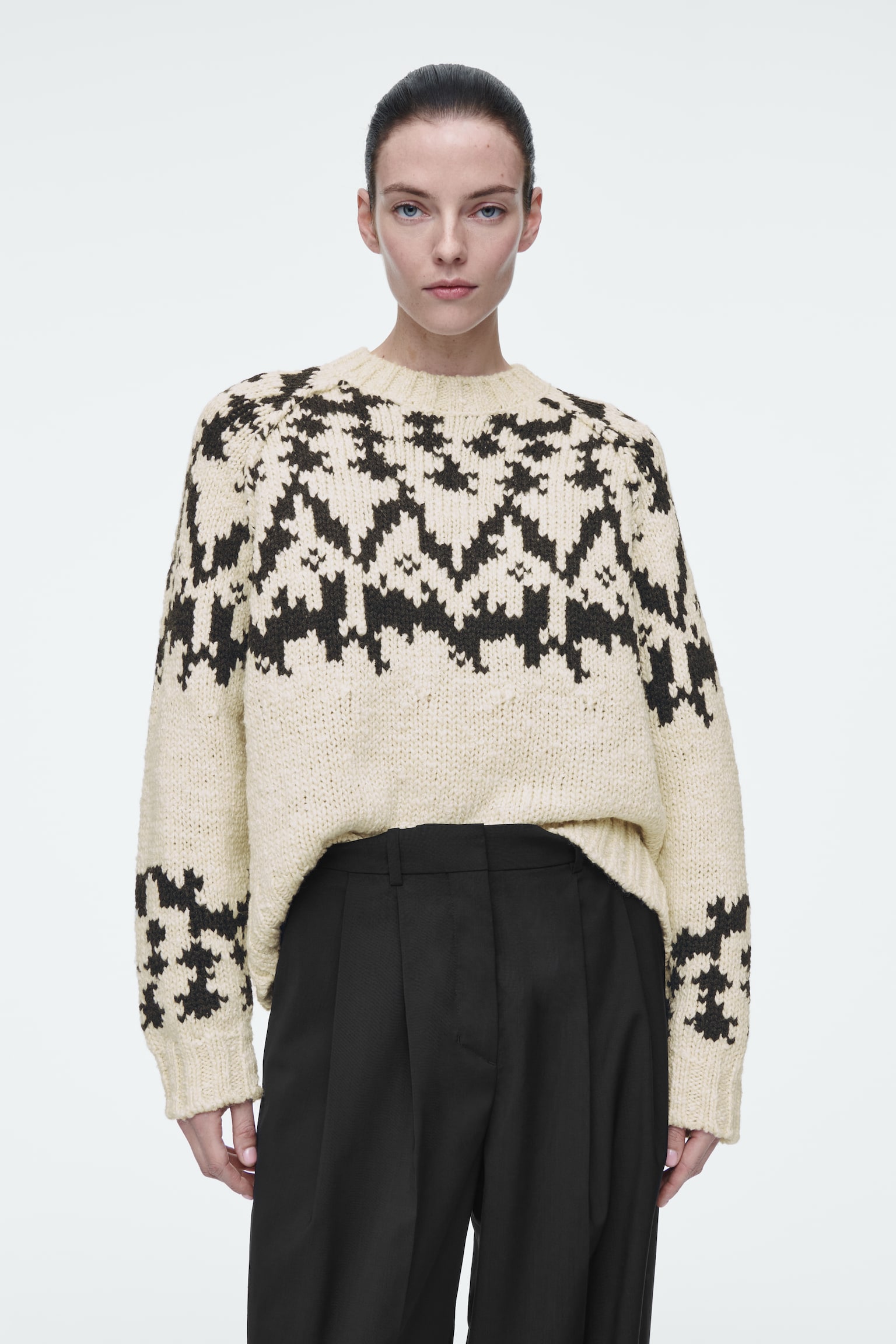 FAIR-ISLE WOOL JUMPER - IVORY / BLACK - 1