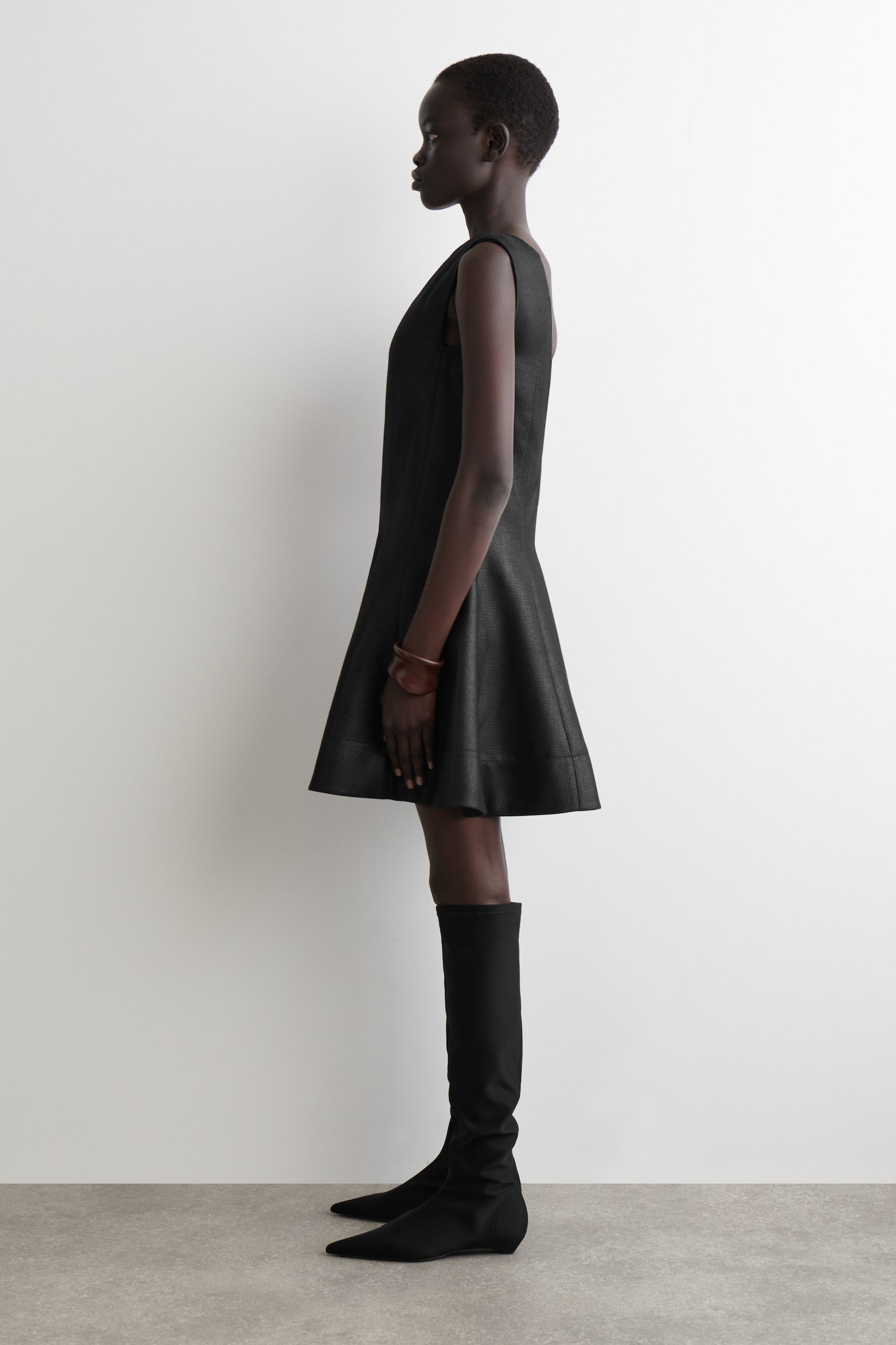 METALLISK ULD-BLEND MINI KJOLE - metallisk sort - 4