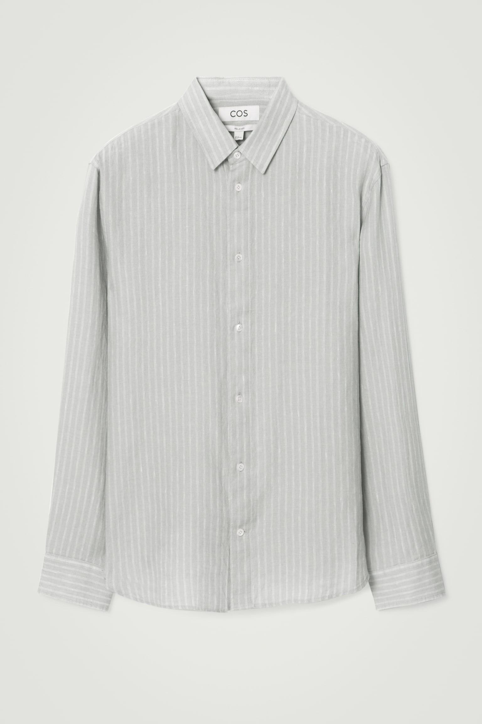 RELAXED STRIPED LINEN LONG-SLEEVED SHIRT - GREY / STRIPED/WHITE / STRIPED/GREEN / CREAM / STRIPED - 2