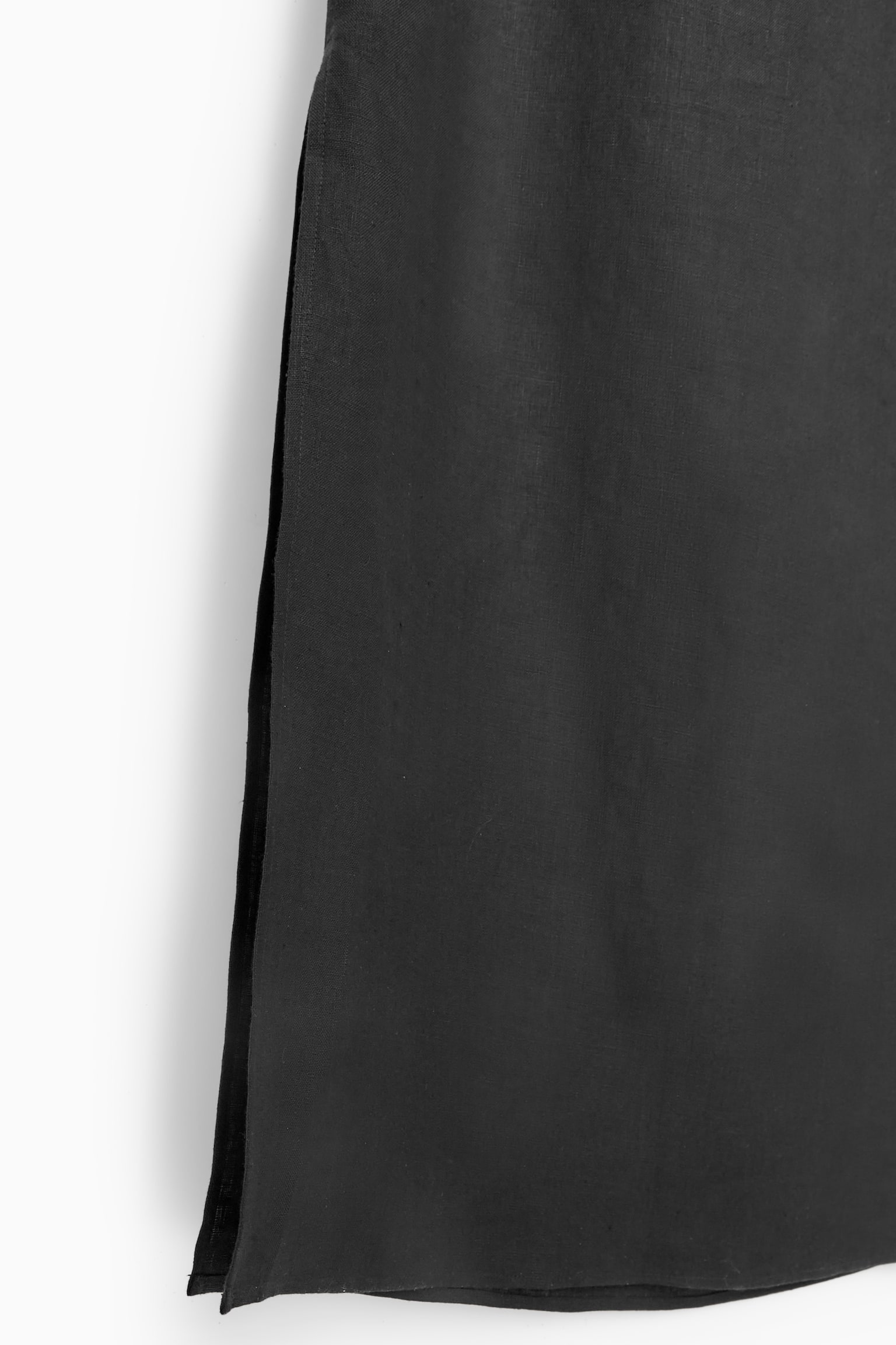 SCARF-DETAIL LINEN DRESS - BLACK - 7