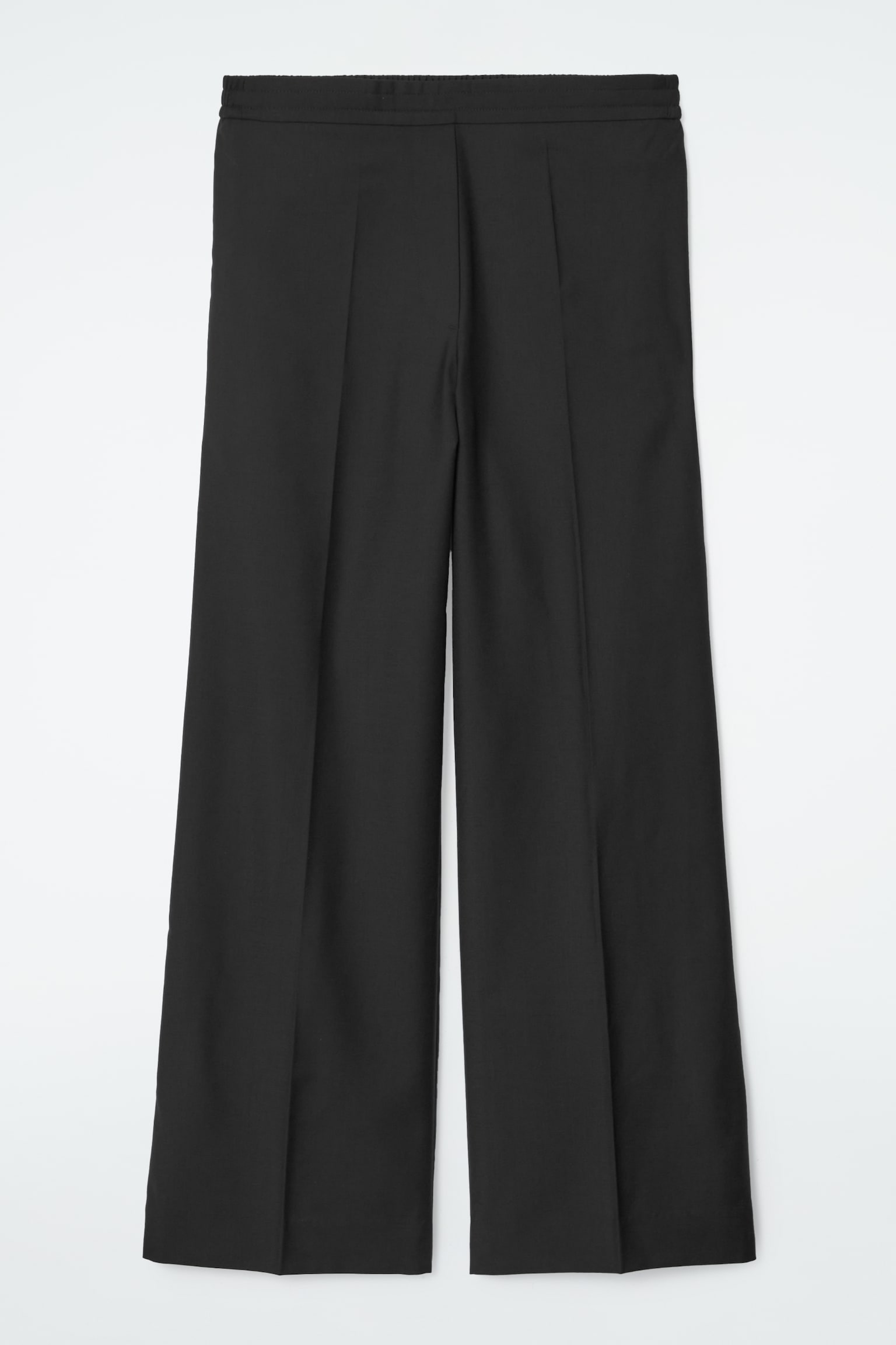 REGULAR ELASTICATED WOOL STRAIGHT-LEG TROUSERS - BLACK/DARK KHAKI/NAVY/BLACK - 2