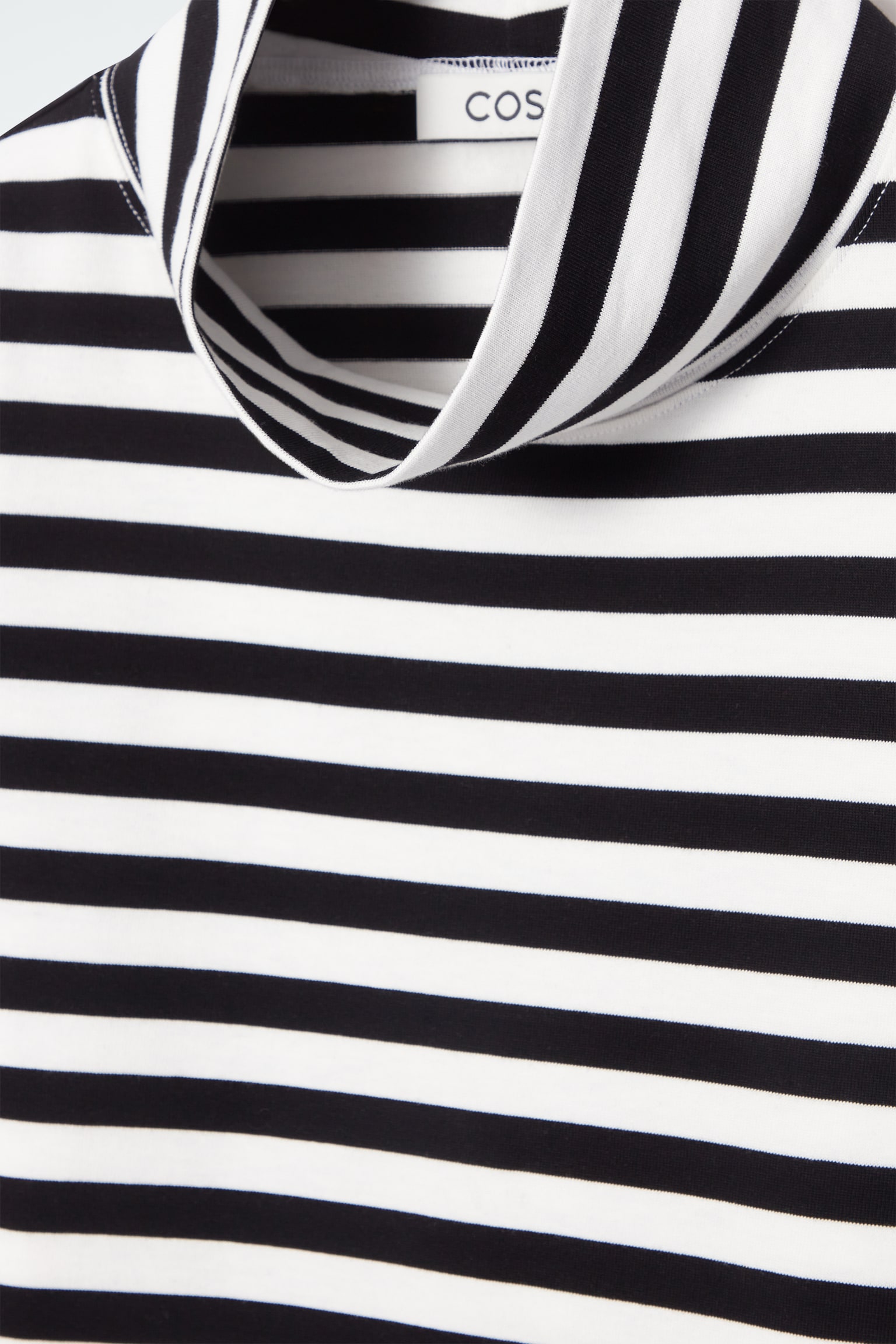 FUNNEL-NECK STRIPED LONG-SLEEVED T-SHIRT - BLACK / WHITE / STRIPED - 7