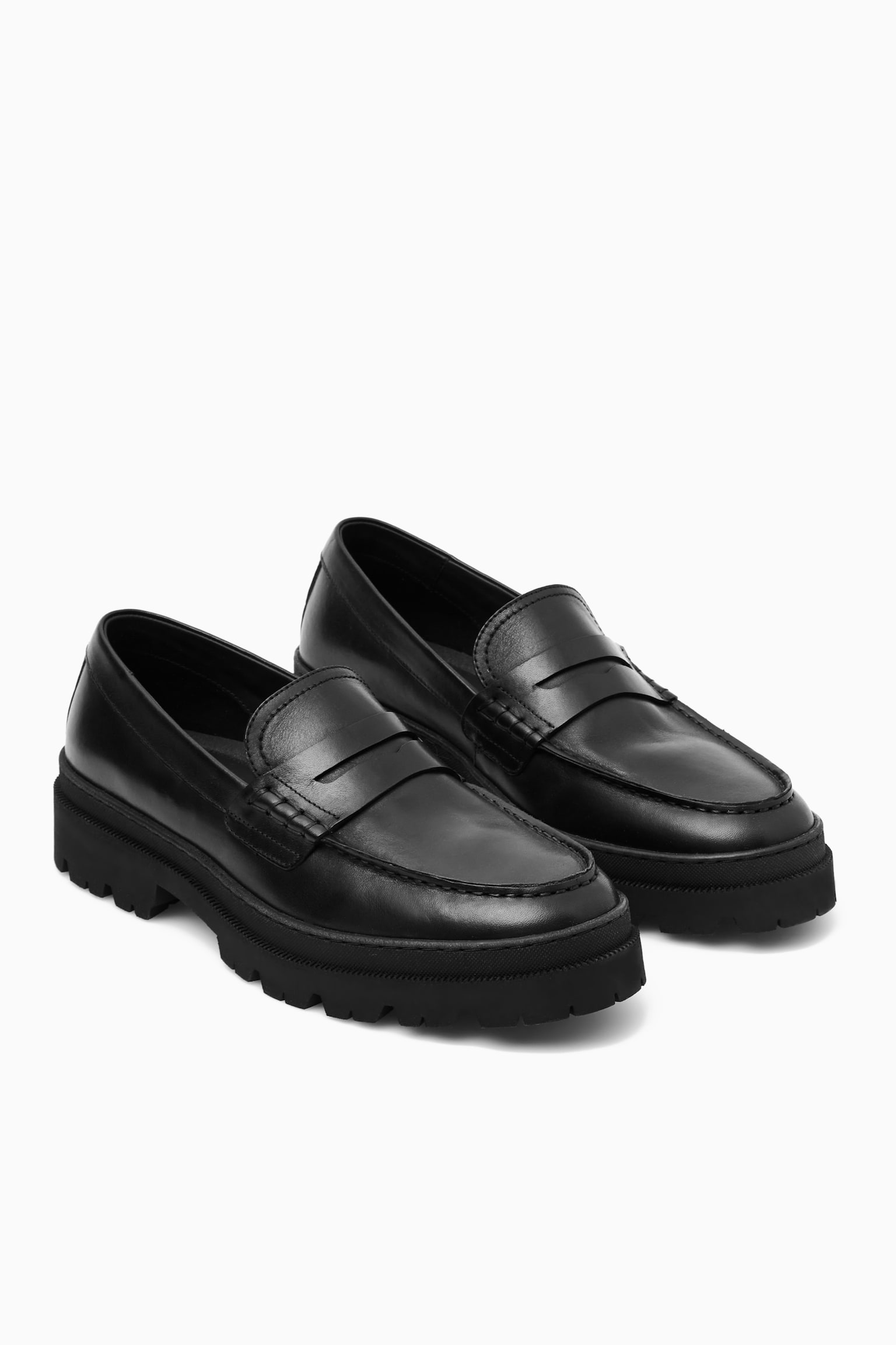 CHUNKY LEATHER LOAFERS - BLACK - 4