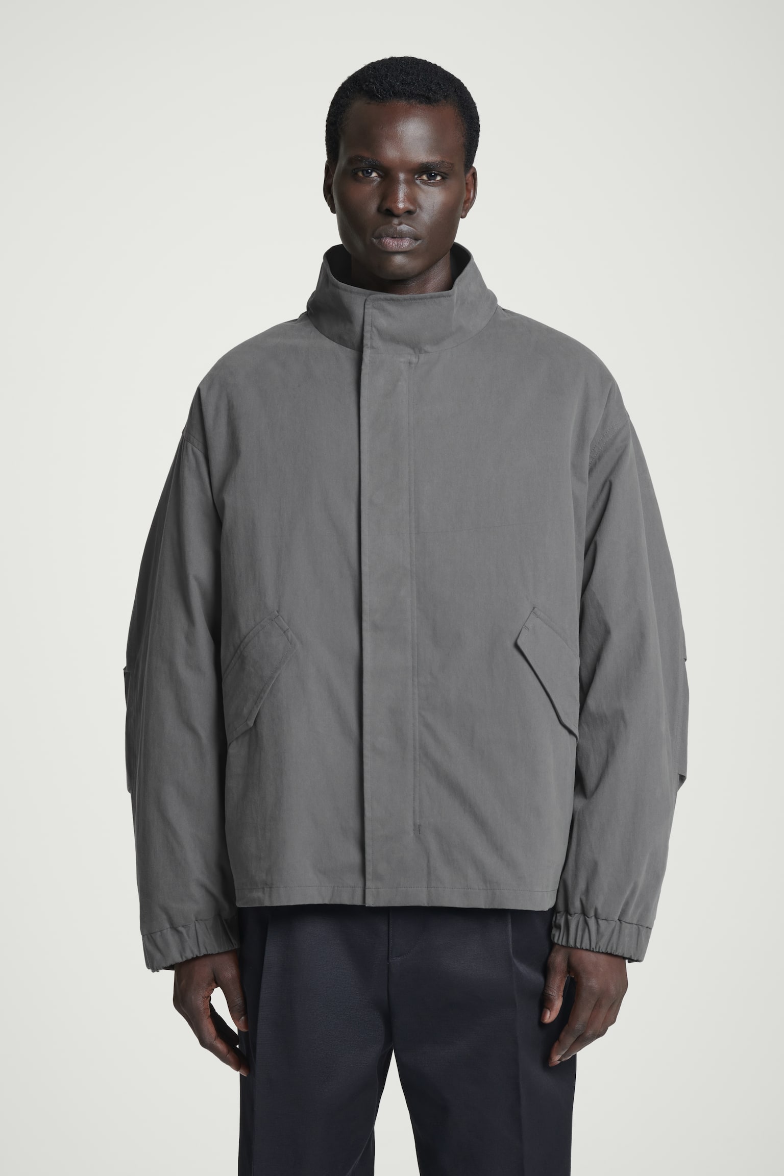 HOODED BOMBER JACKET - GREY - 4